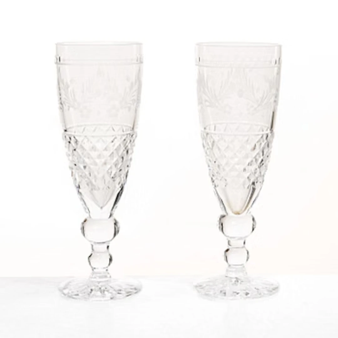 A set of seven "Elvira Madigan" champagne flutes by Kosta.