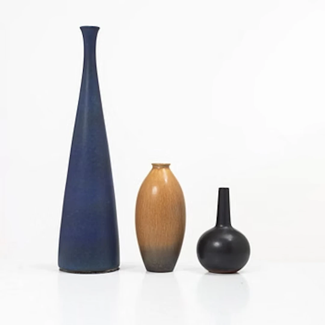 Carl-Harry Stålhane, Three stoneware vases, Rörstrand, mid-20th century.