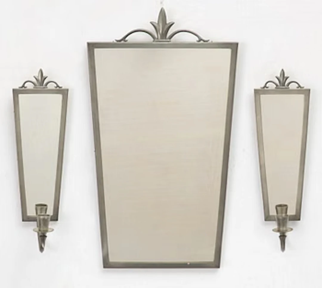 A mirror and pair of wall sconces, Sweden, 1932.