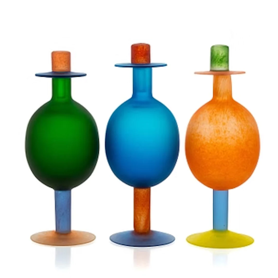 Oiva Toikka, a set of three caraffes “Oz” Pro Arte, signed Oiva Toikka