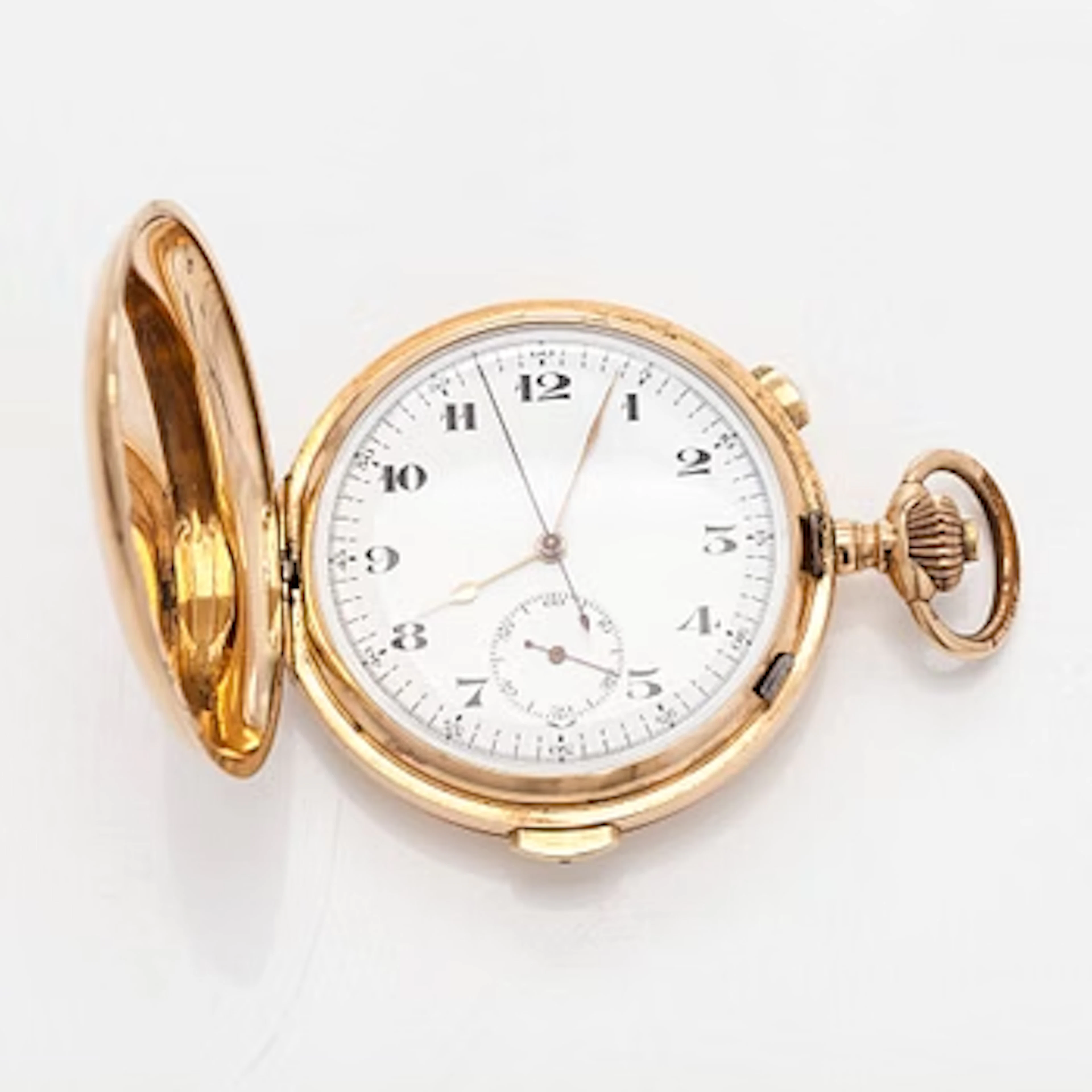 Pocket watch, repeater, 56 mm, 14K gold, lever escapement.