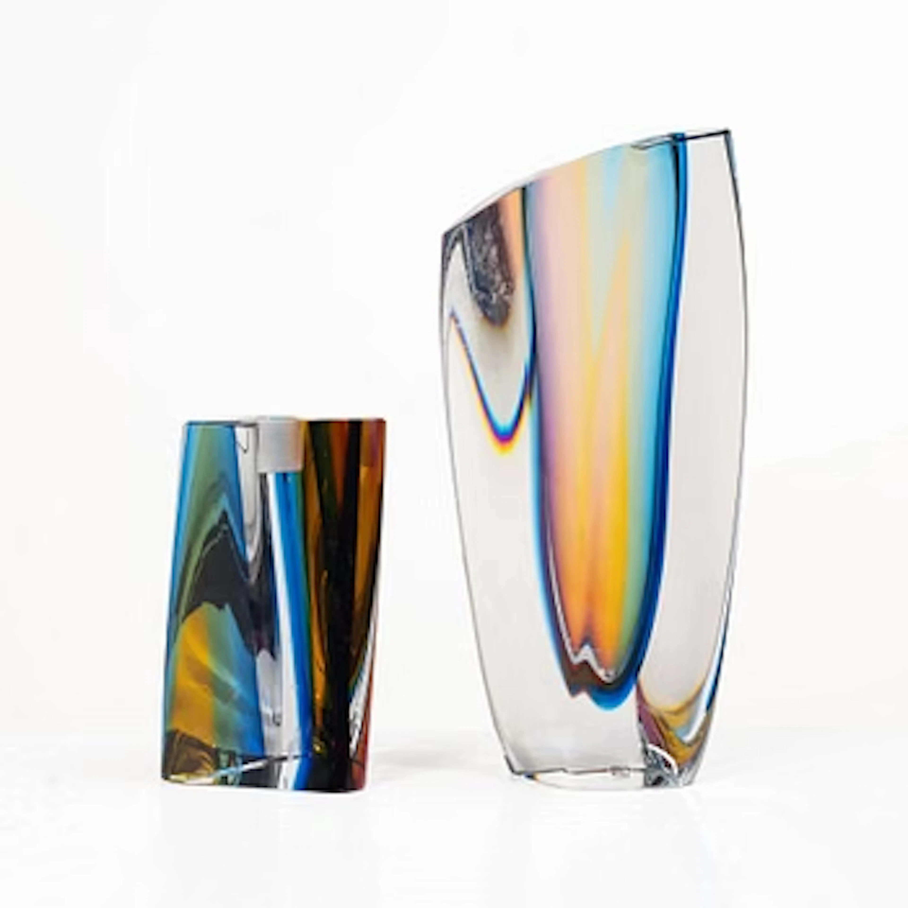 Göran Wärff, Vase and candlestick, glass, signed Kosta Boda.