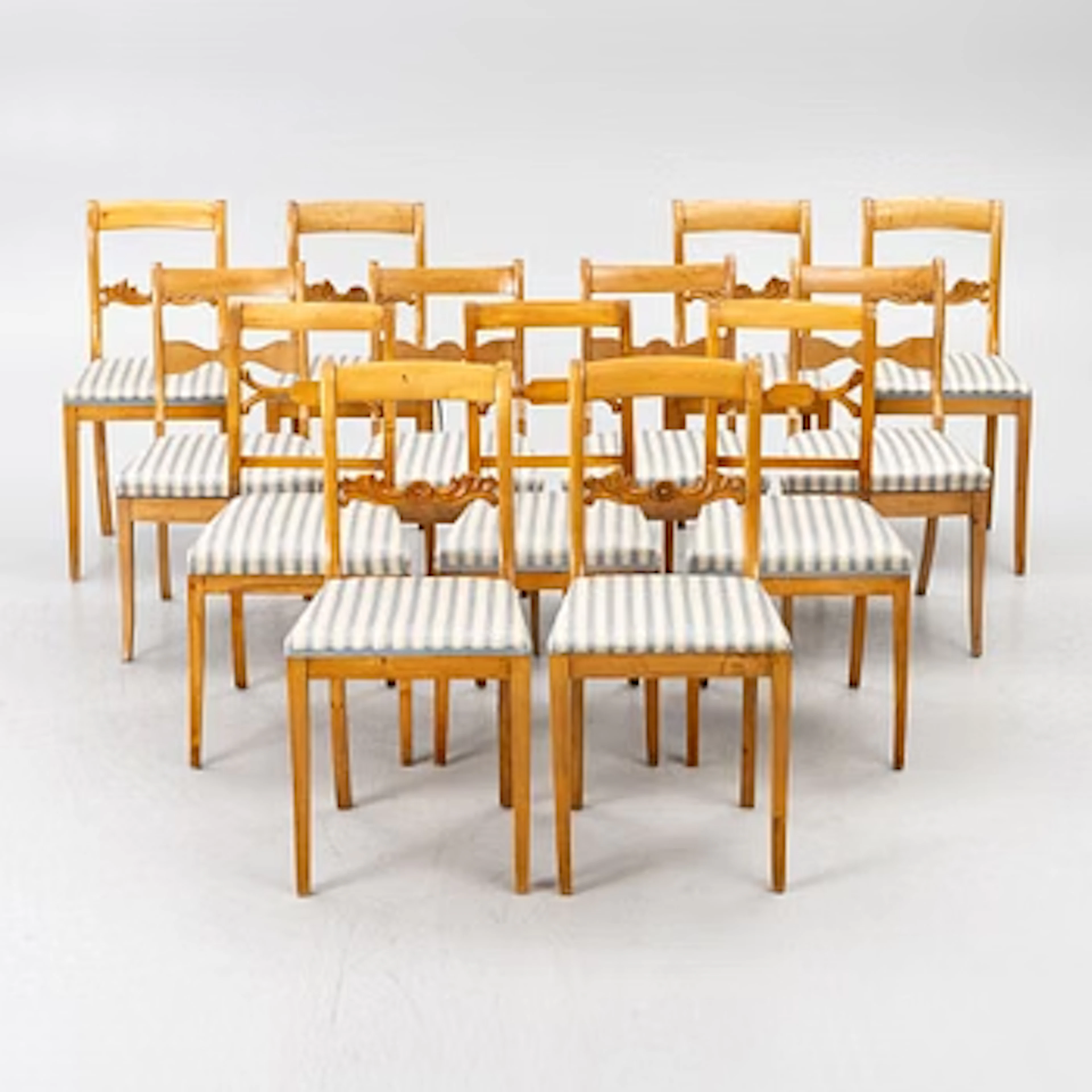 Chairs, 13 similar, Karl Johan, 19th century.