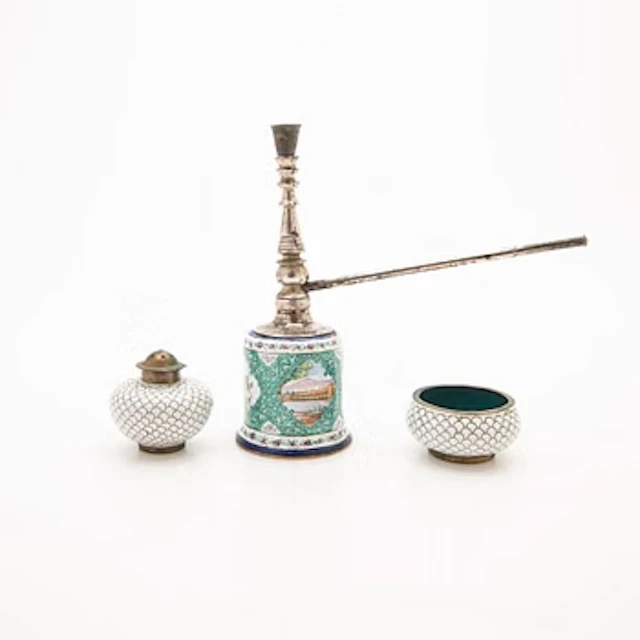 Enamel works, 3 pcs, probably Persia.