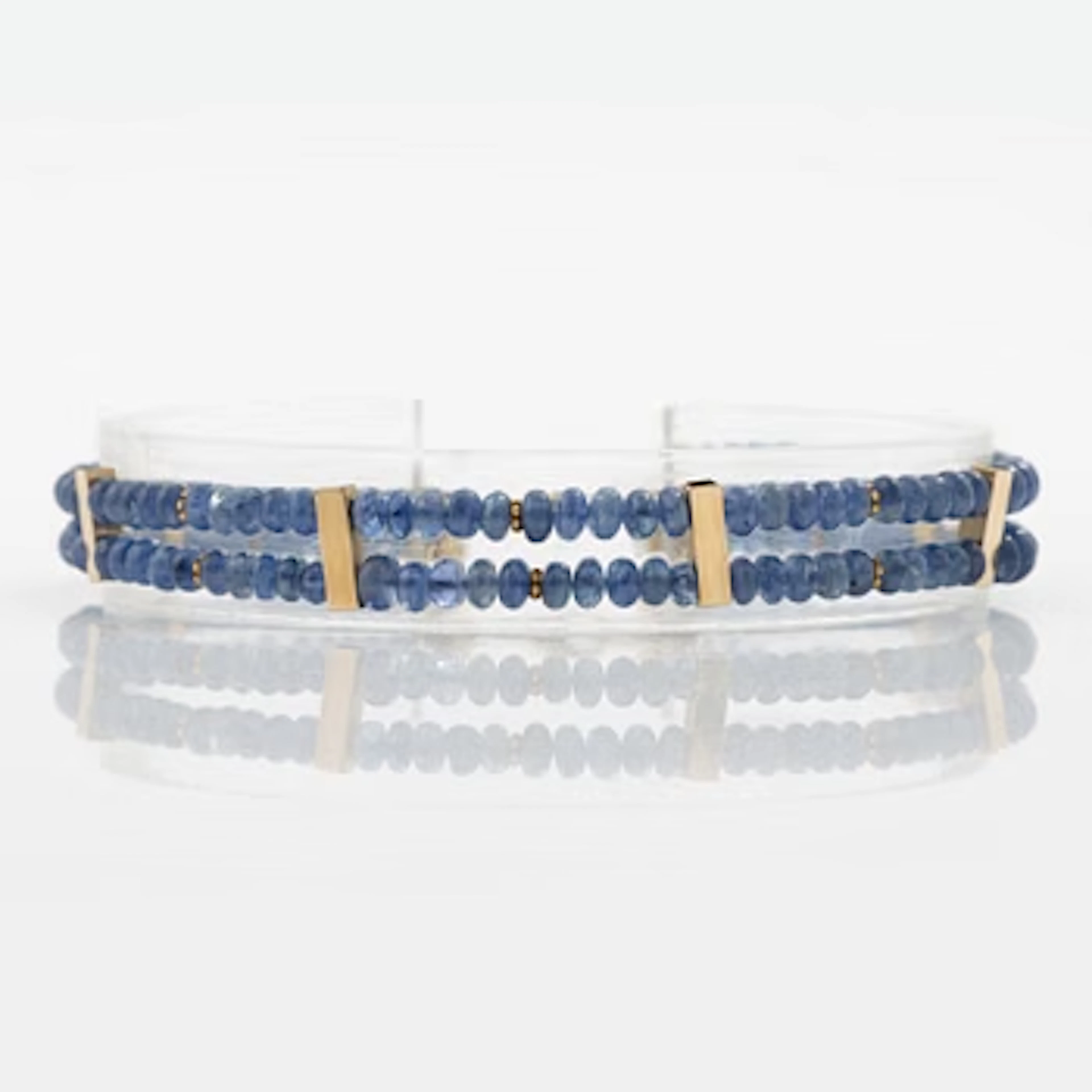 Bracelet, 14K gold with two rows of sapphires.