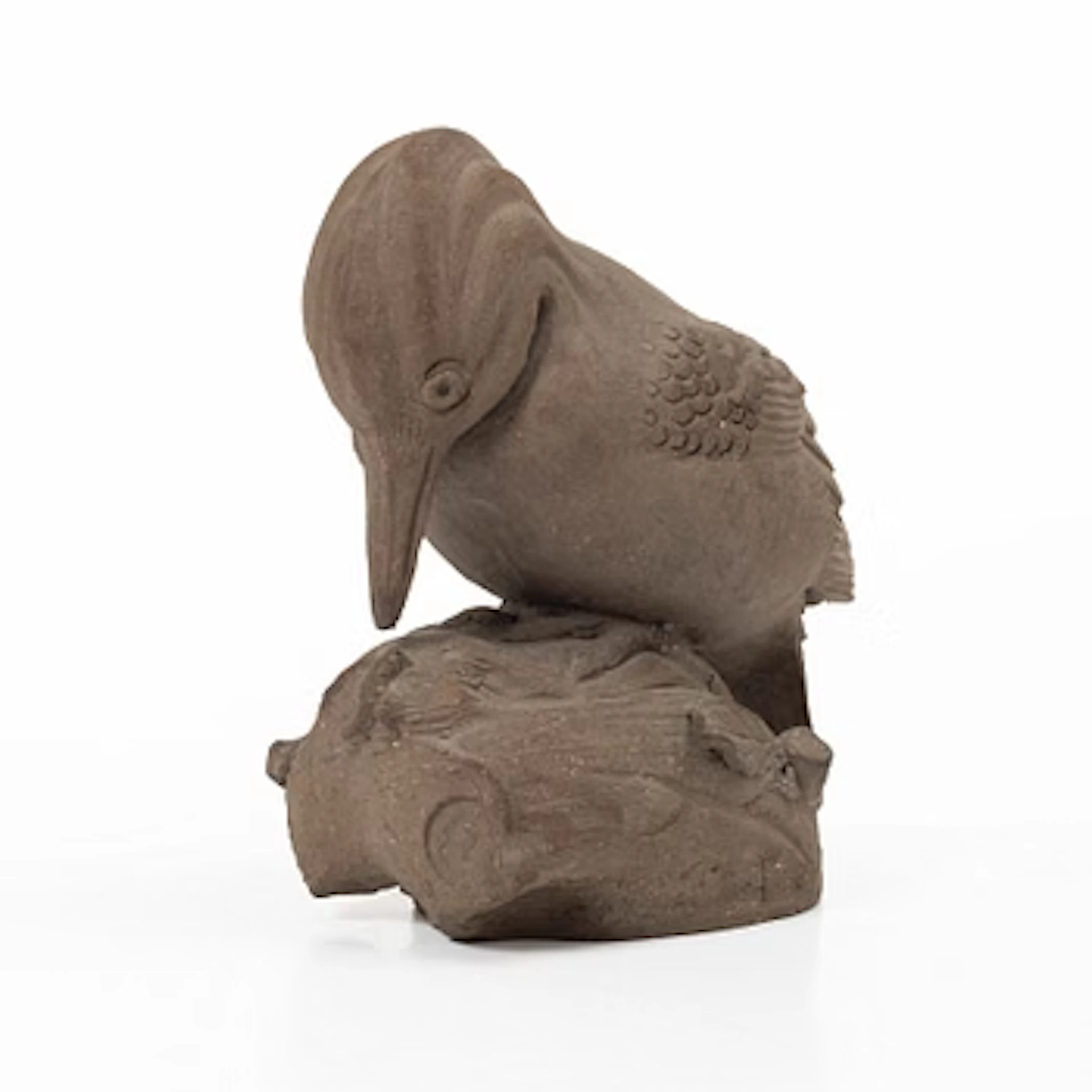 Tyra Lundgren, a stoneware sculpture of a woodpecker, executed in