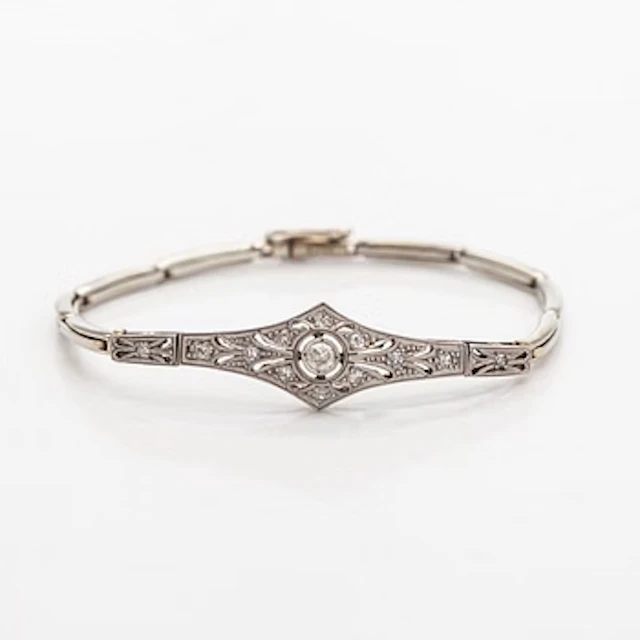 Bracelet, old-cut and full-cut diamonds, 18K white gold.