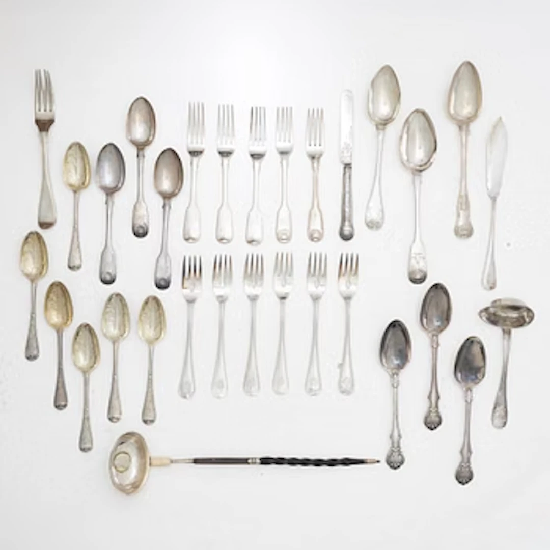 Cutlery, 30 pieces, silver, England and Sweden, including John Walton
