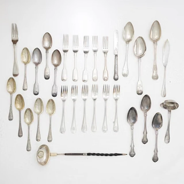 Cutlery, 30 pieces, silver, England and Sweden, including John Walton