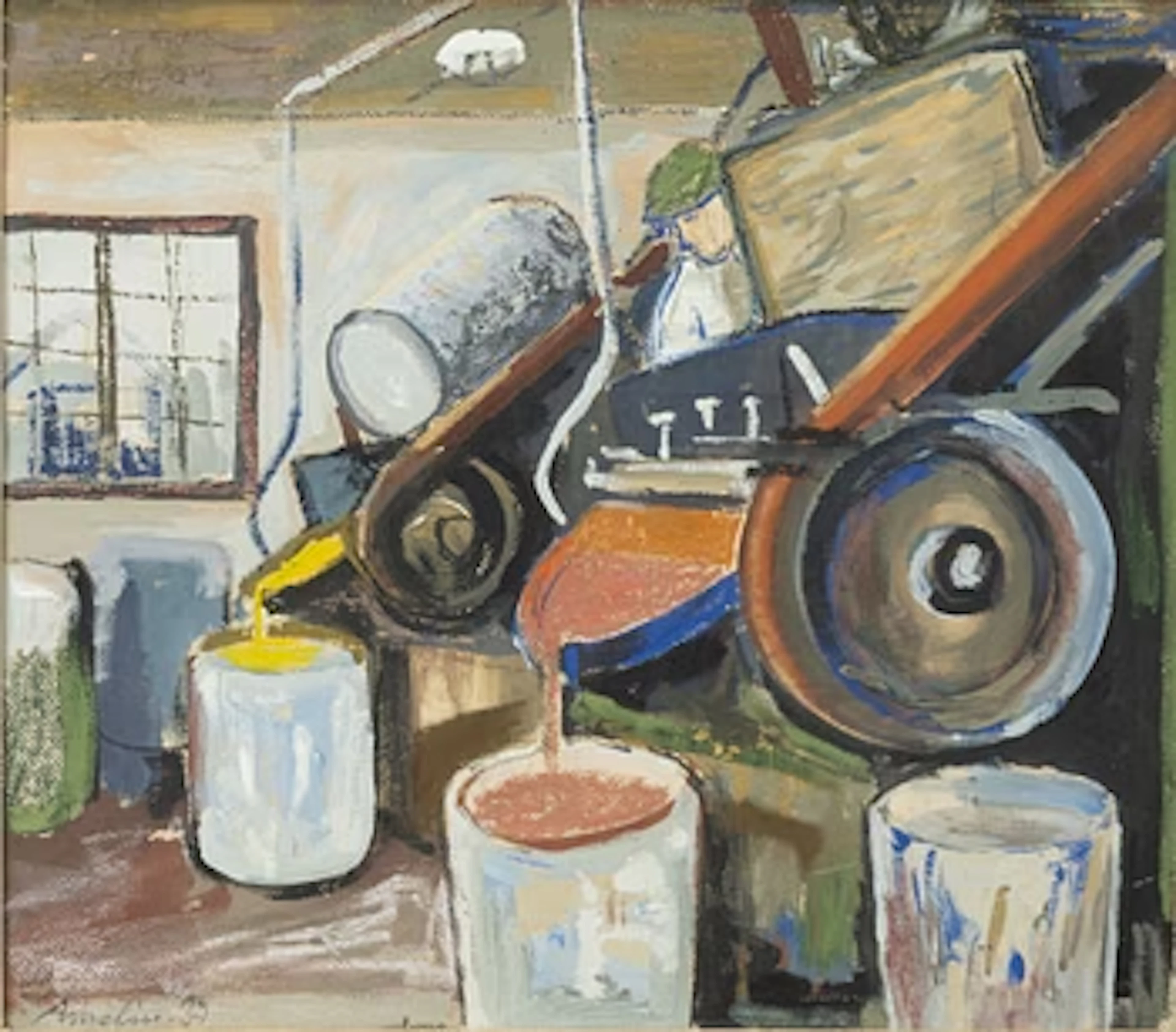 Albin Amelin, "Rivning av färg" (Scraping off paint).