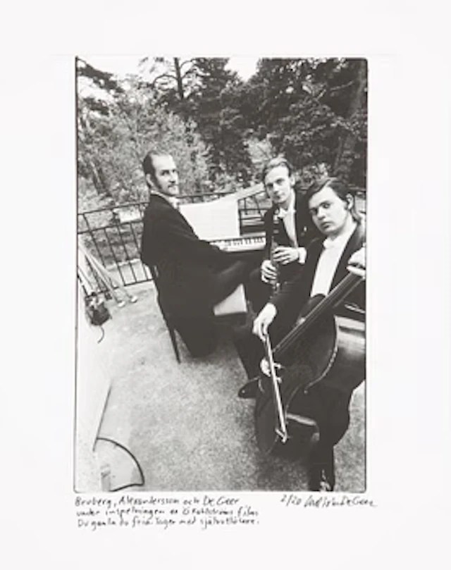 Carl Johan De Geer, "Broberg, Alexandersson och De Geer under inspelningen