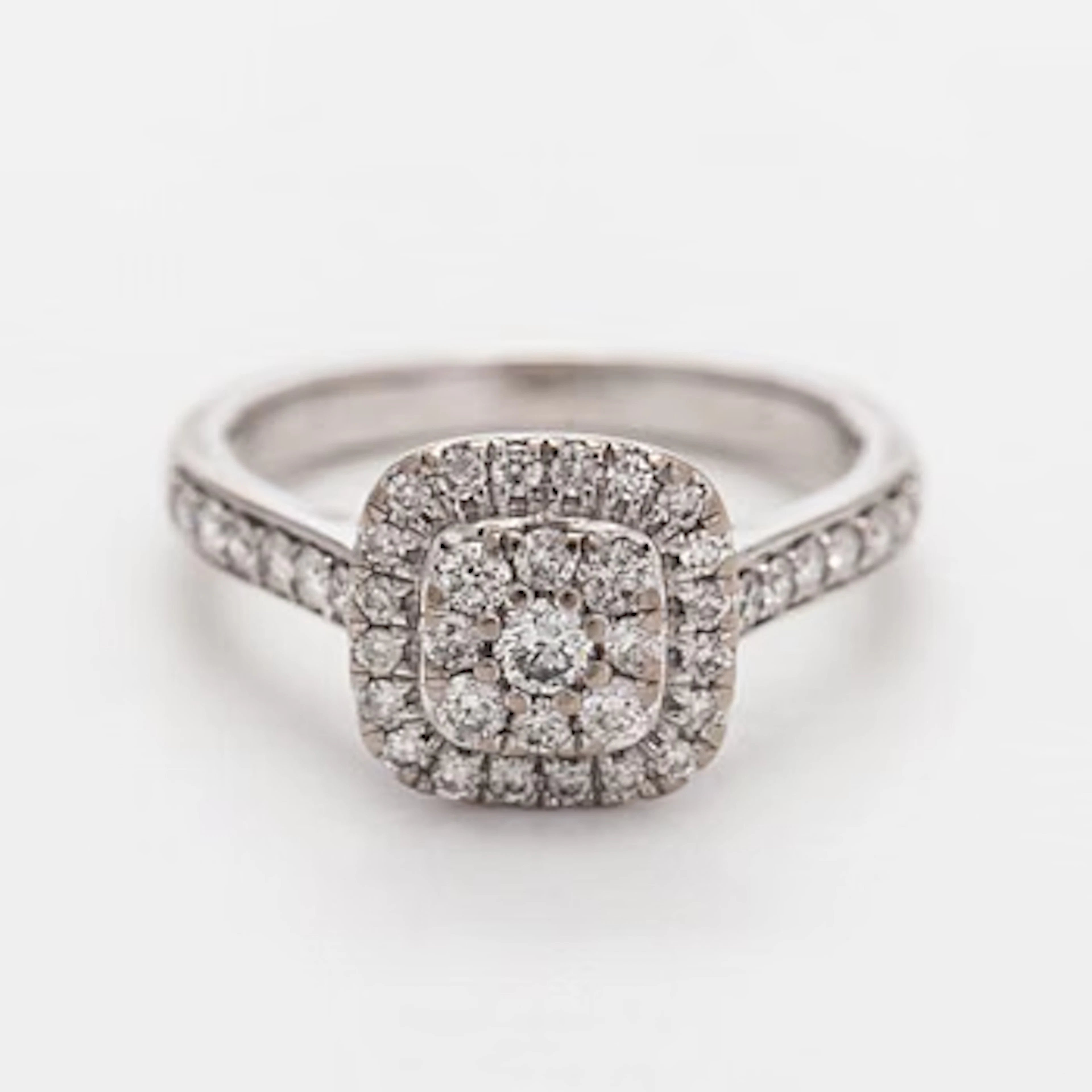 Ring, brilliant and 8/8 cut diamonds, 14K white gold.