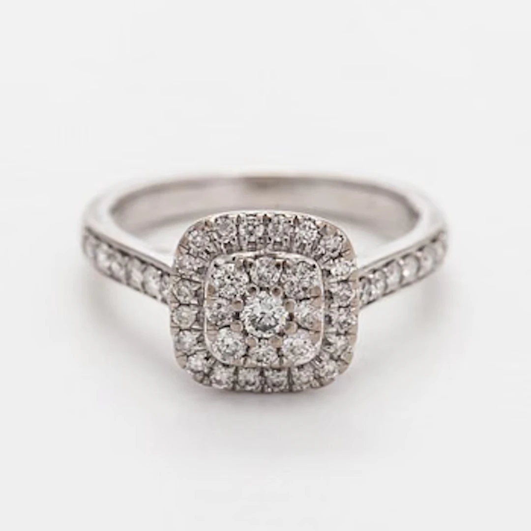 Ring, brilliant and 8/8 cut diamonds, 14K white gold.