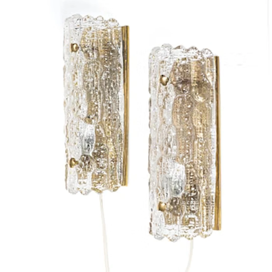 Carl Fagerlund, Wall lights, a pair, Orrefors, second half of the 20th century.