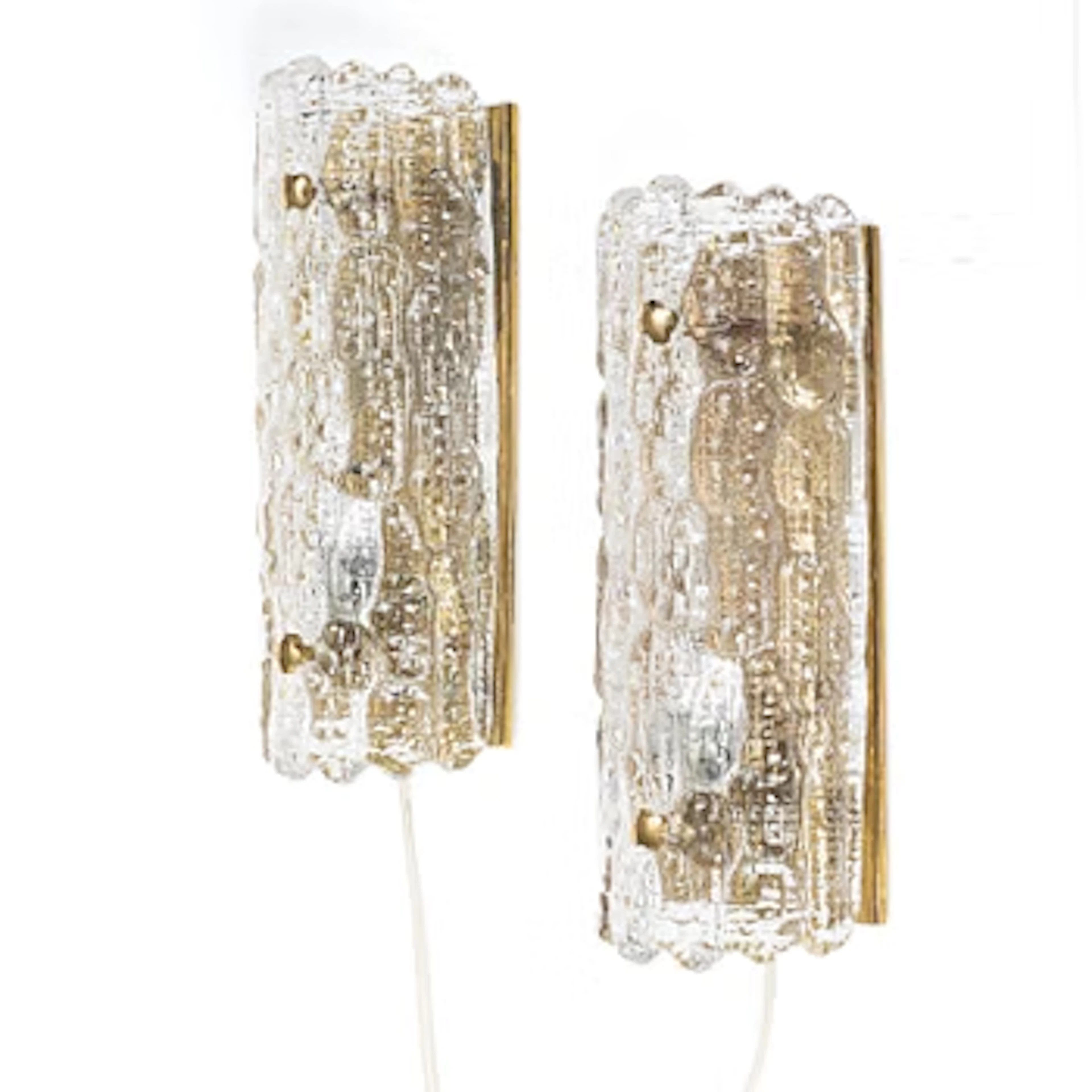 Carl Fagerlund, Wall lights, a pair, Orrefors, second half of the 20th century.