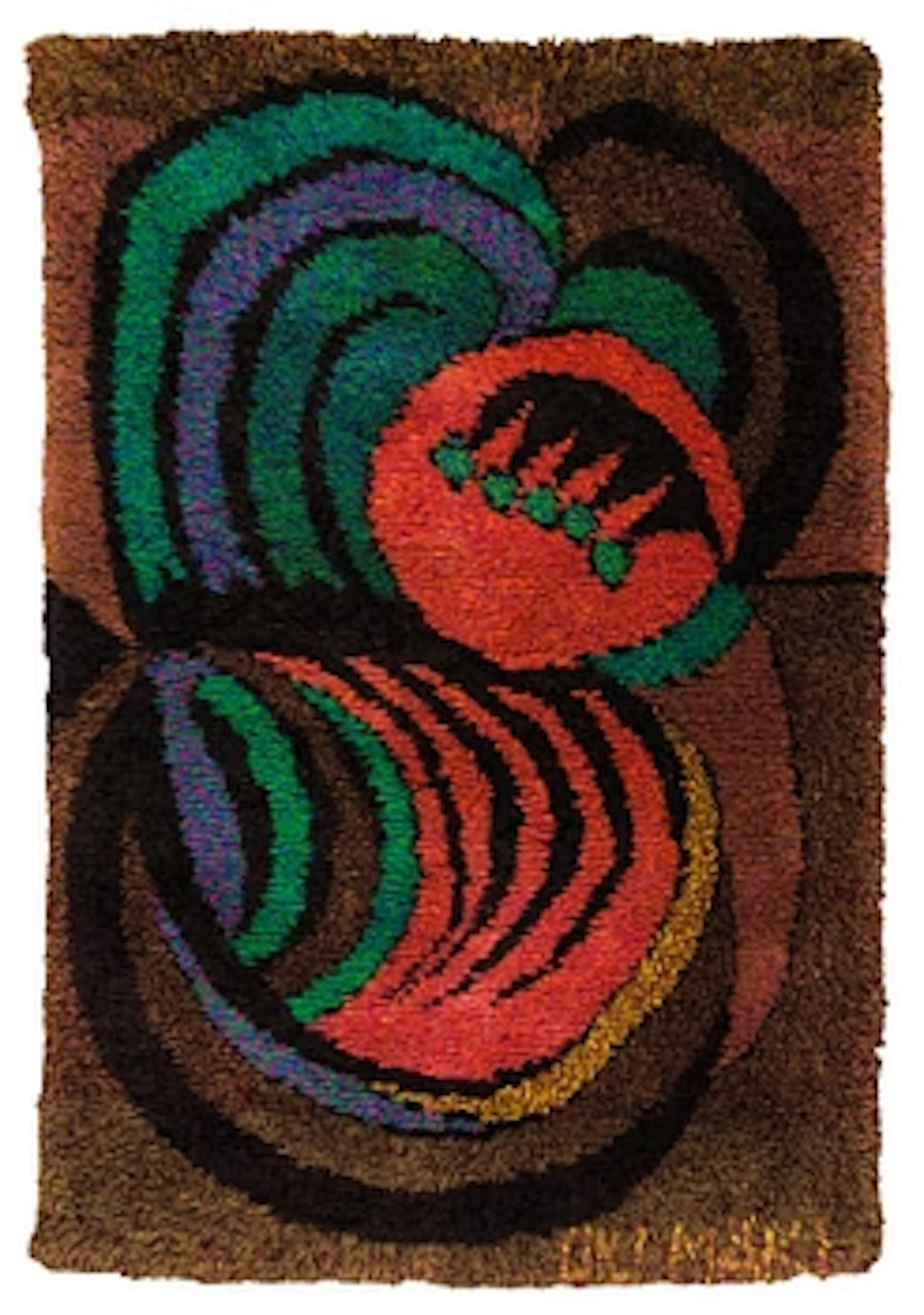 Oili Mäki, a Finnish rya rug, likely unique, signed Oili Mäki. Ca 215 x 245 cm.