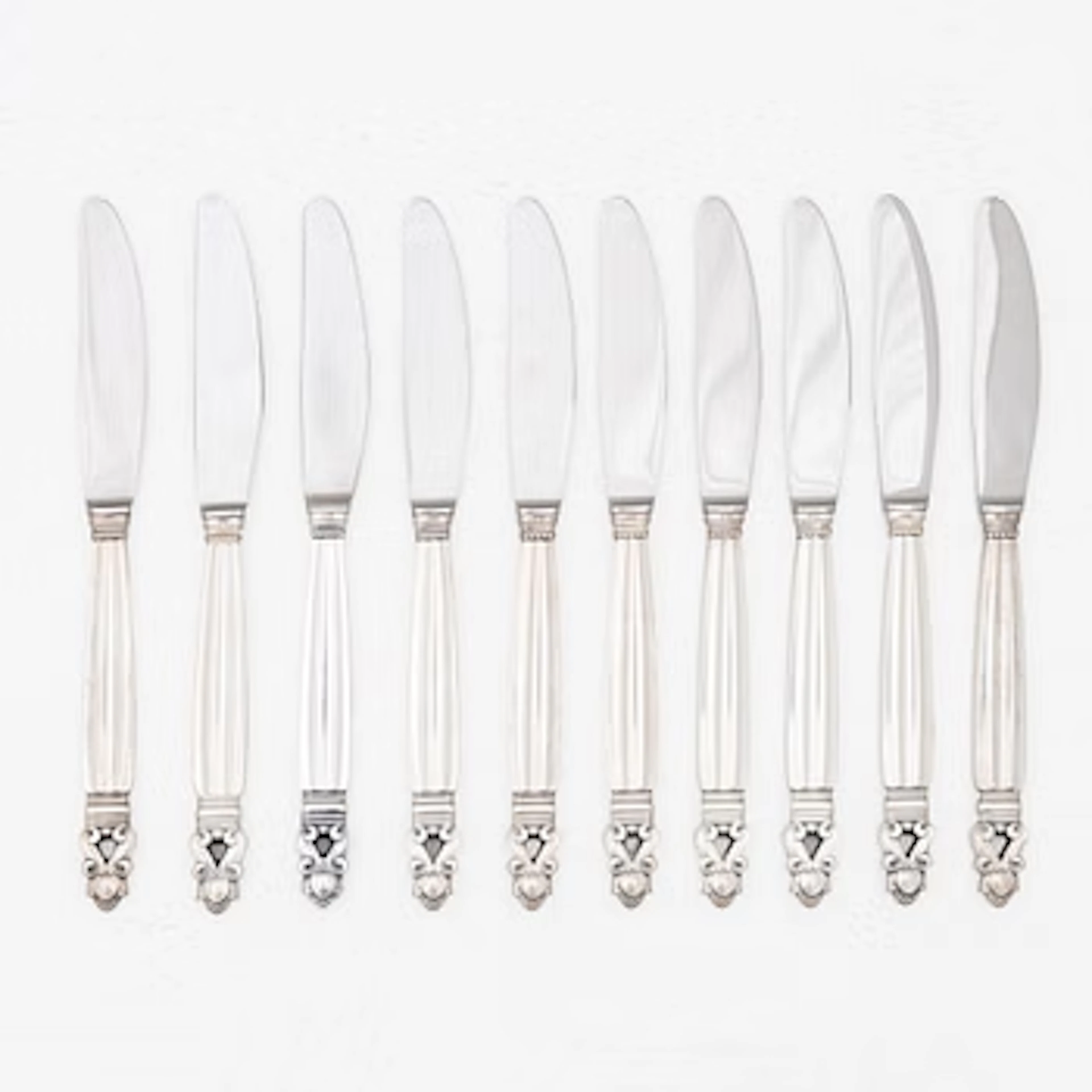 Georg Jensen, Ten sterling silver knives, model "Konge/Acorn", design