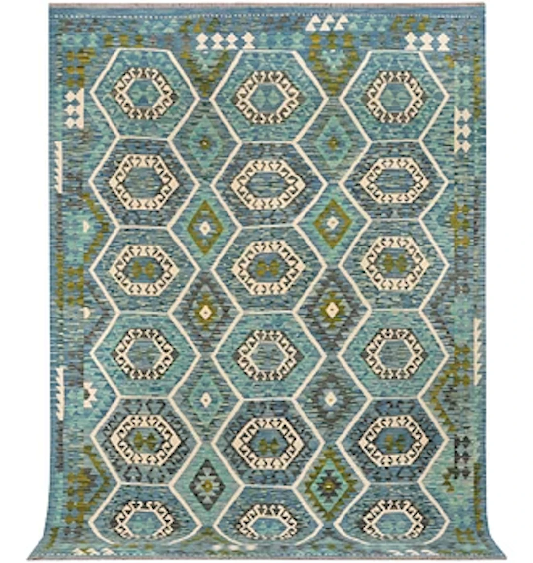 An Afghan kelim carpet, c. 294 x 207 cm.