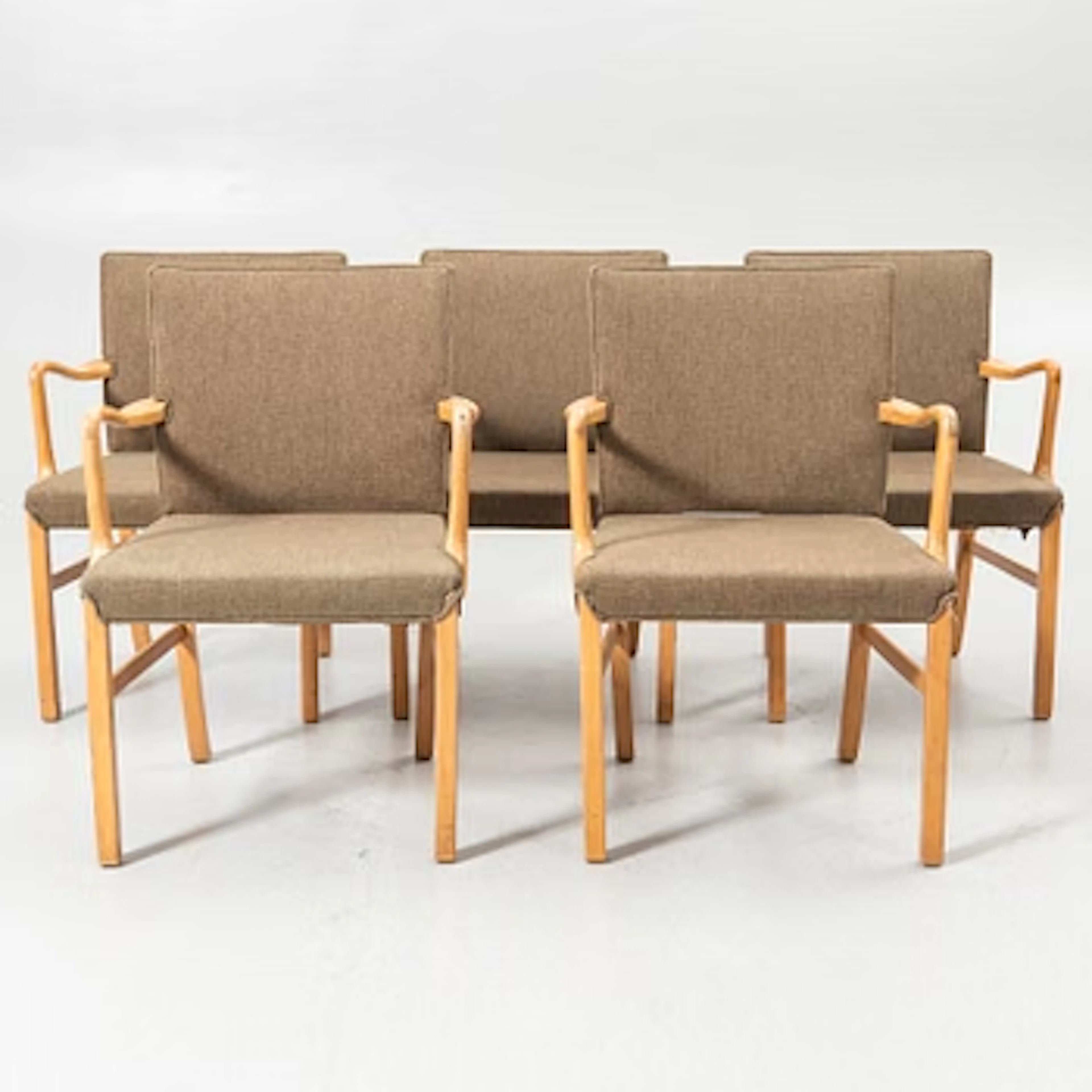 Ole Wanscher, Armchairs, 5, model “1752”, Fritz Hansen, 1940s.