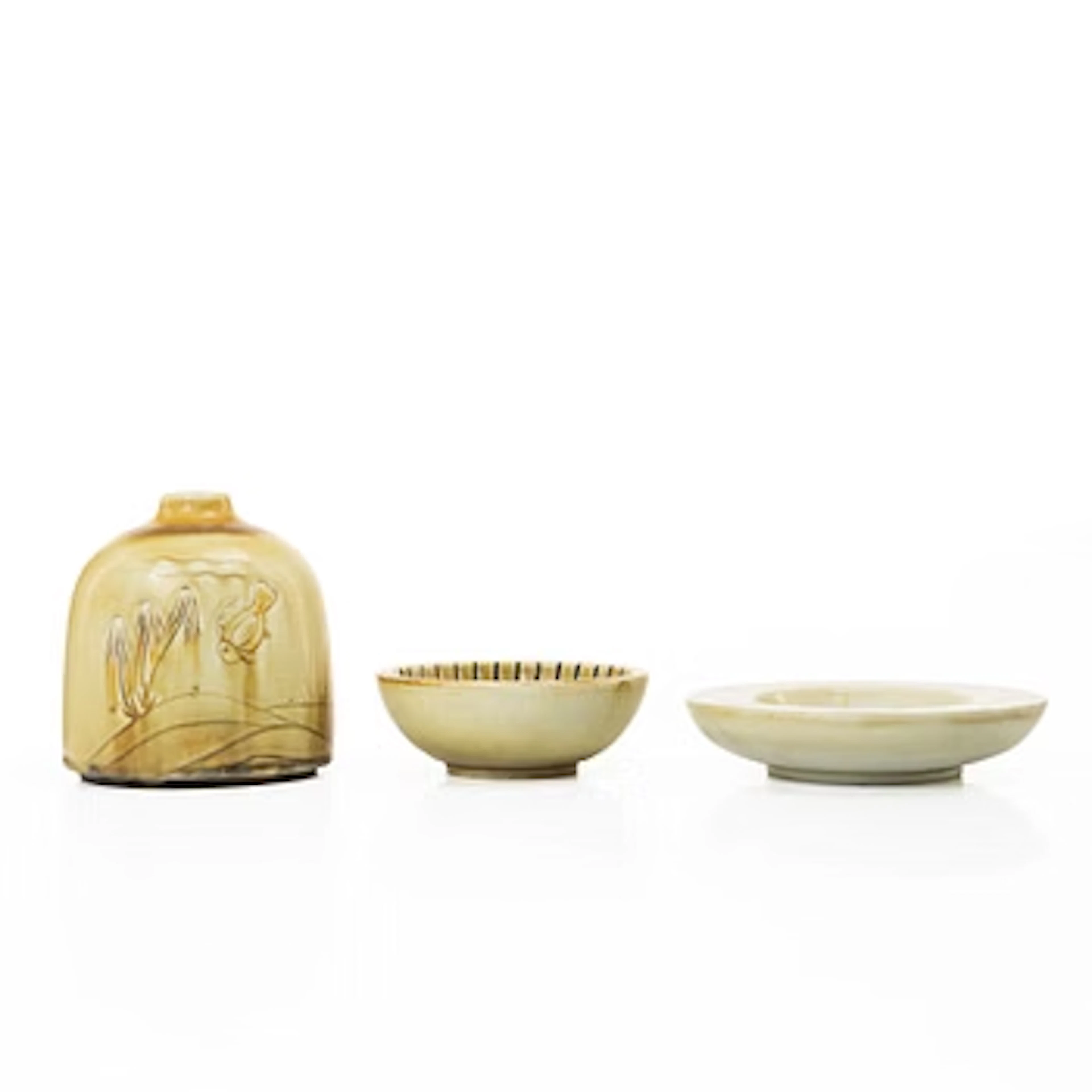 Gertrud Lönegren, A stoneware vase and two bowls, Rörstrand, 1936-1941.