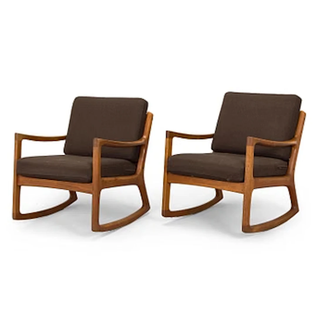 Ole Wanscher, a pair of rocking chairs, France & Son, Denmark, 1950s.