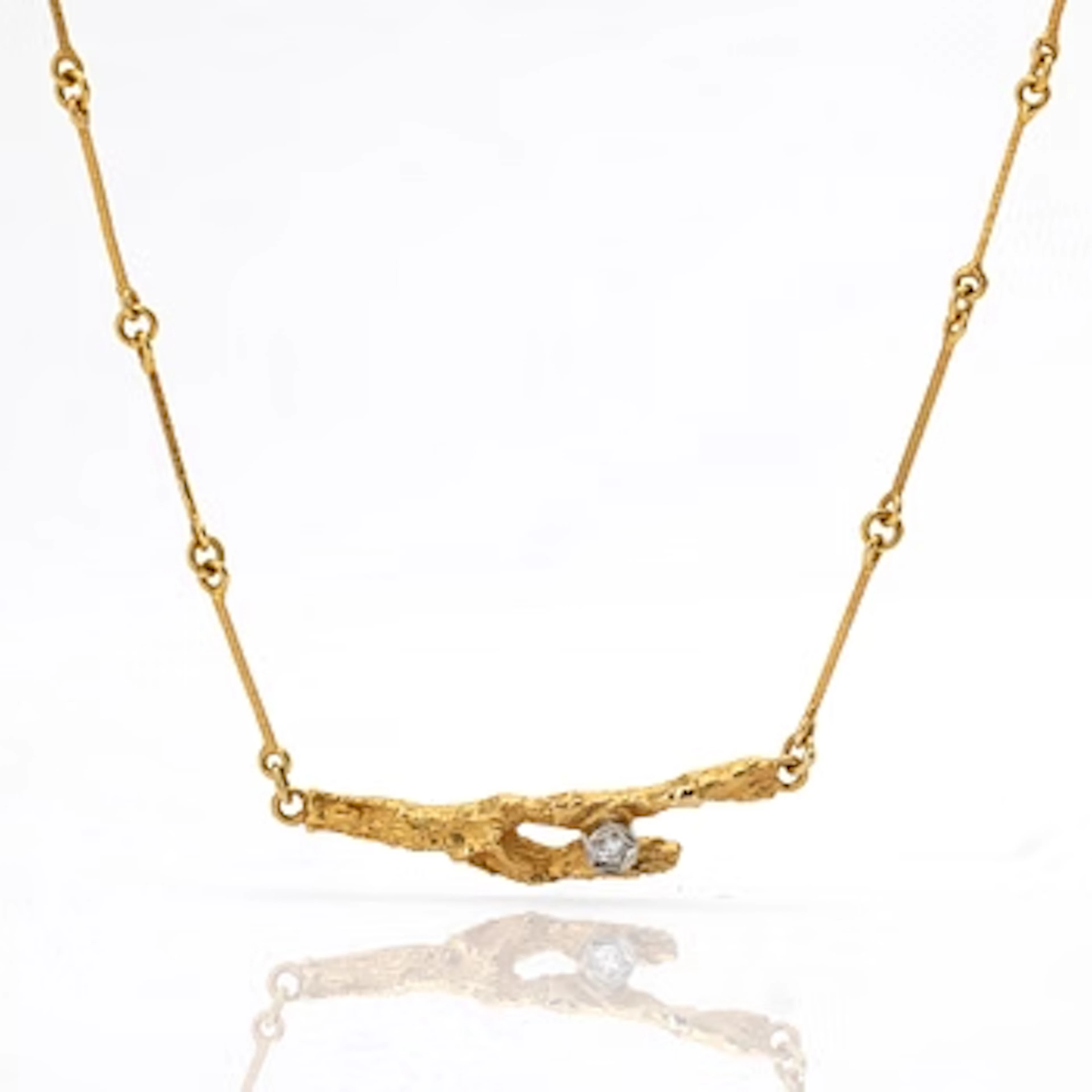 Björn Weckström, Necklace, "Diamond Bud", 18K gold, diamond, Lapponia.