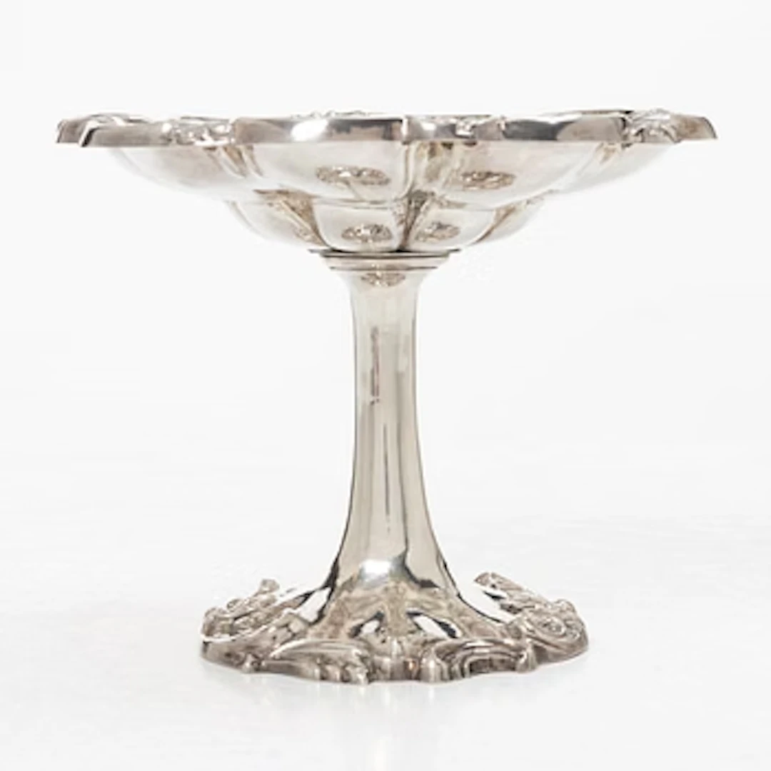 A Swedish 19th century silver bowl on foot, mark of Christian Hammer