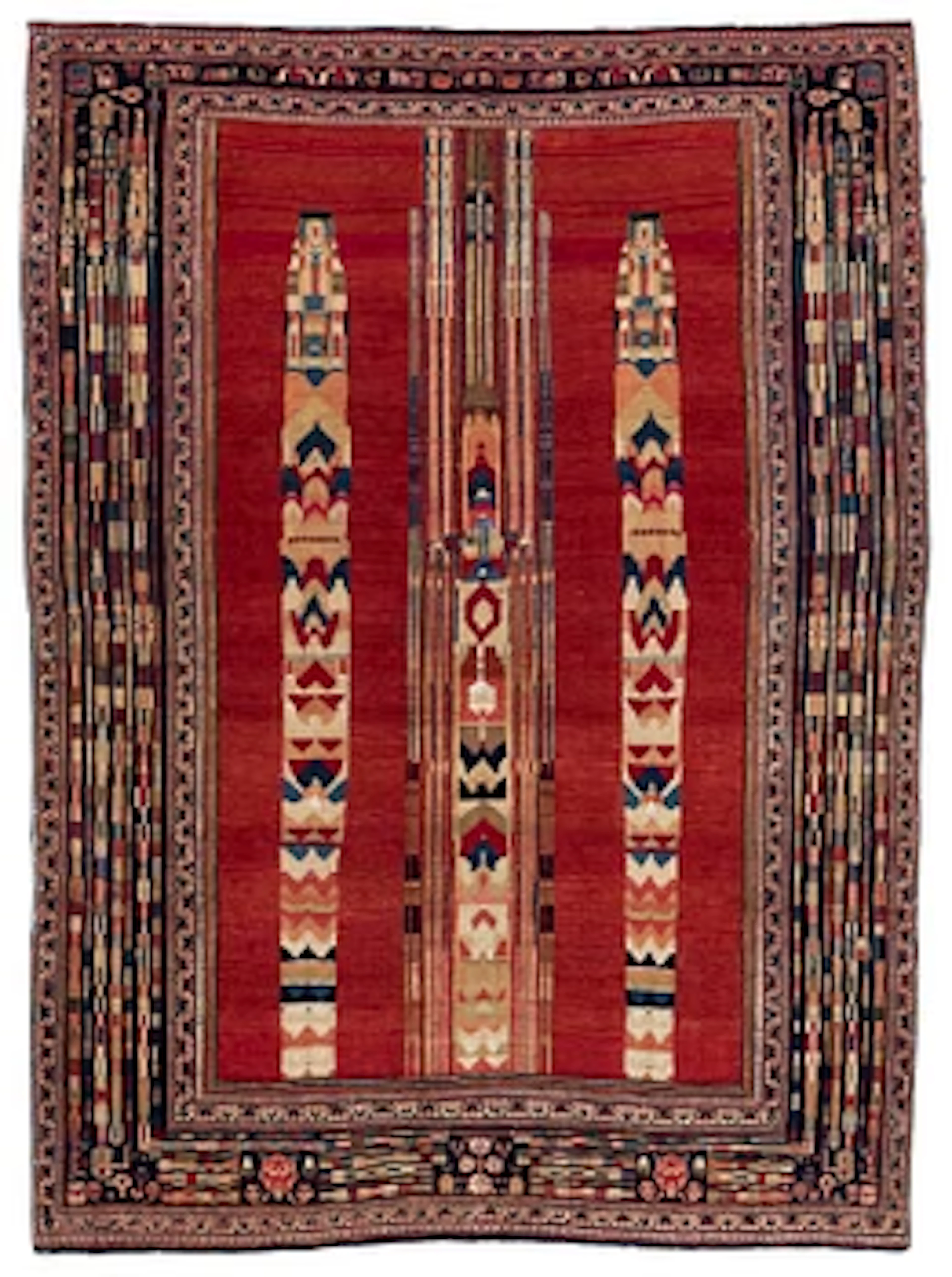 An antique part silk Kashan rug, Central Persia, part silk, c. 180 x 130 cm.