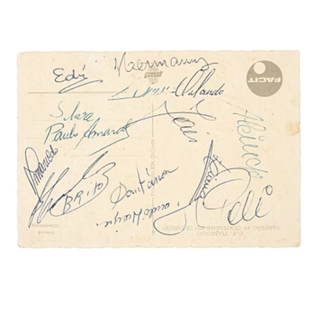 Autographs, Brazilian footballers, including Pelé, 1966.
