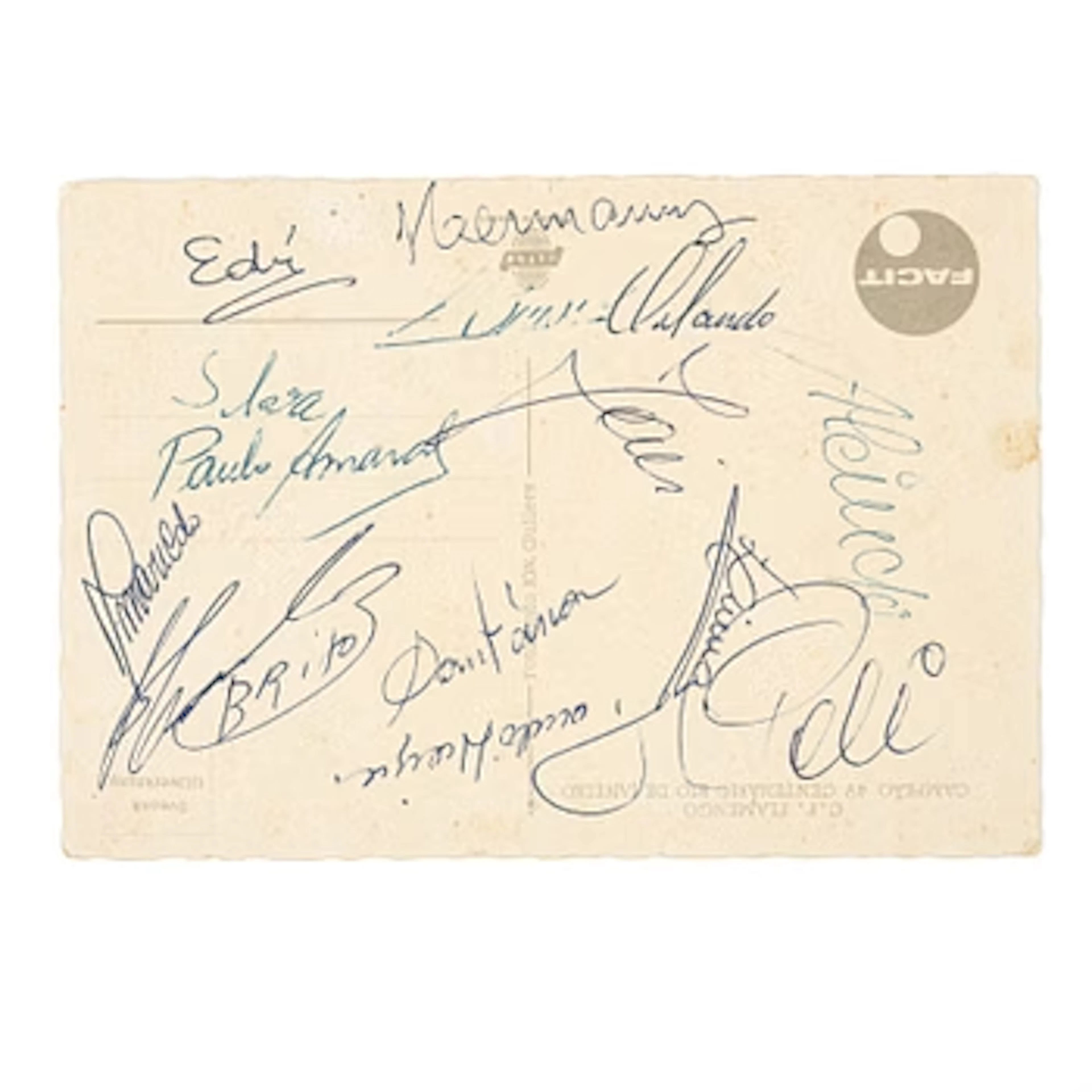 Autographs, Brazilian footballers, including Pelé, 1966.