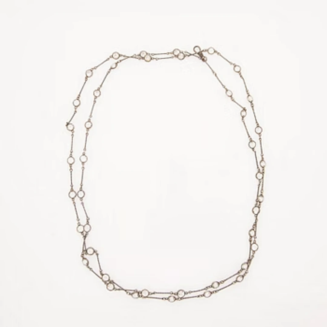 Necklace, silver with crystals.