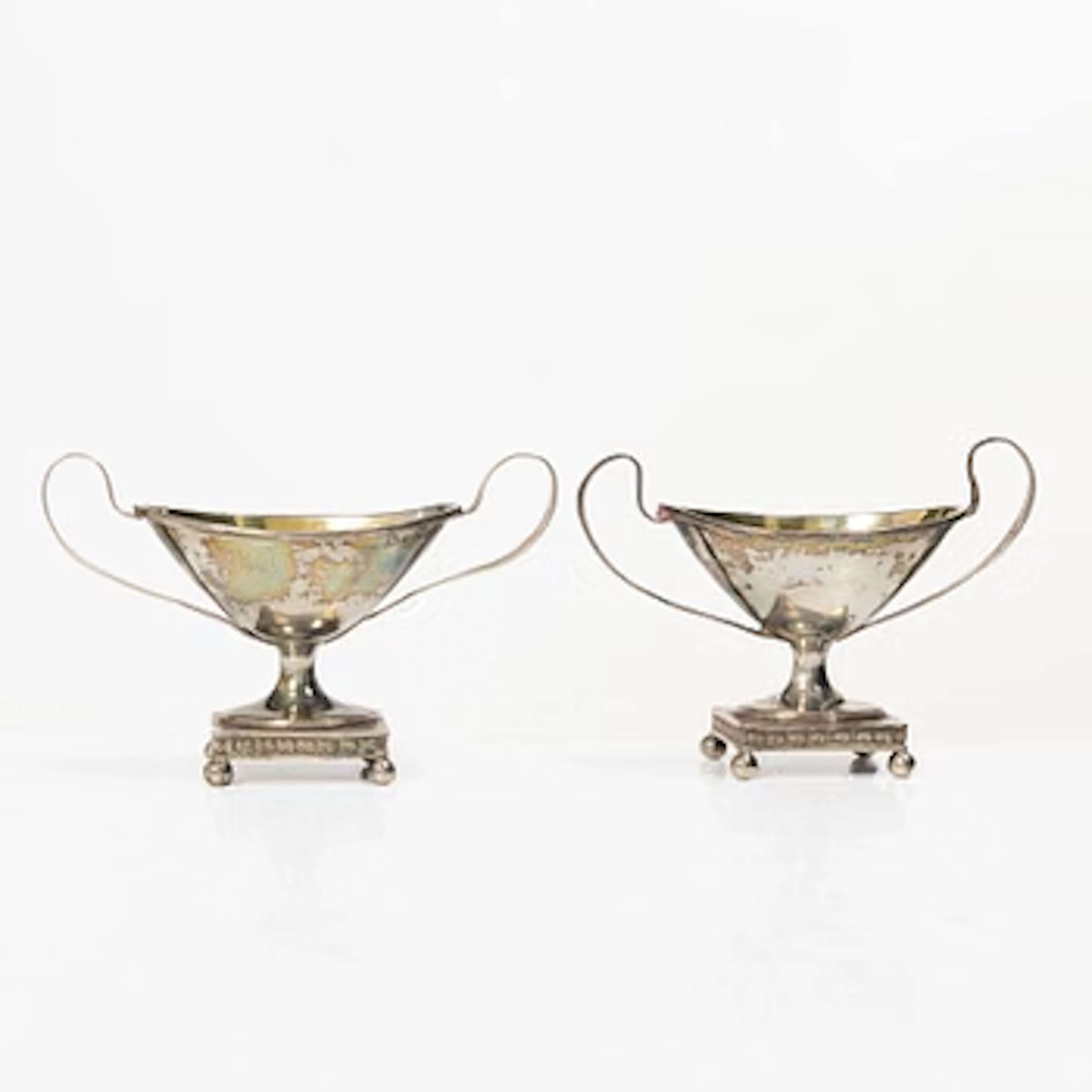 A pair of Swedish Empire silver salt cellars, mark of Nils Tornberg