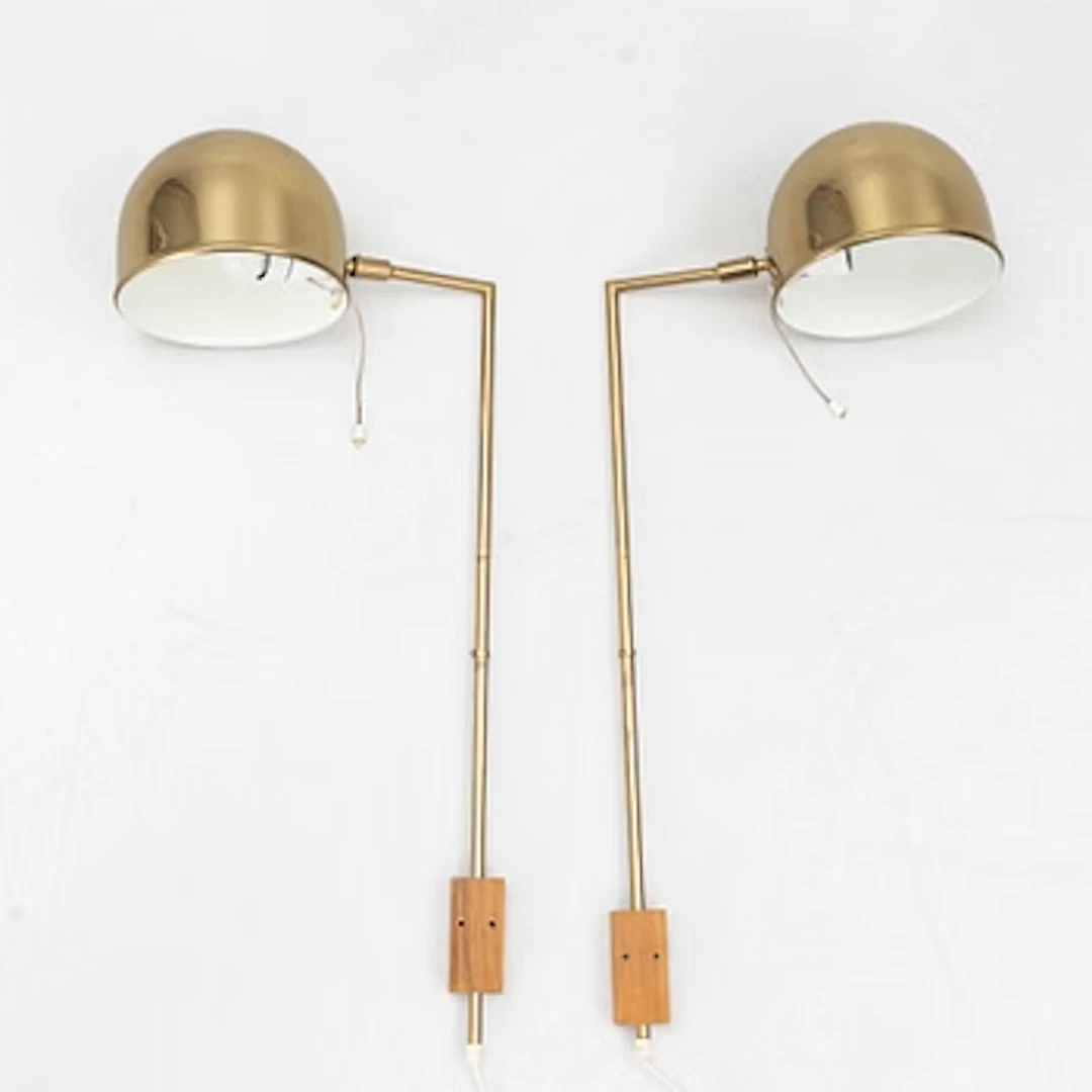Eje Ahlgren, A pair of brass wall lights, "V-75", Bergboms.