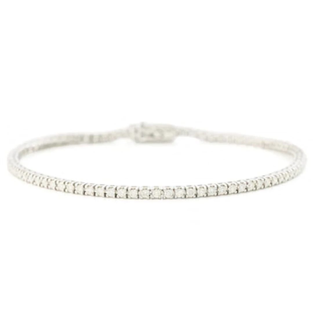 Tennis bracelet, 18K white gold with brilliant-cut diamonds.