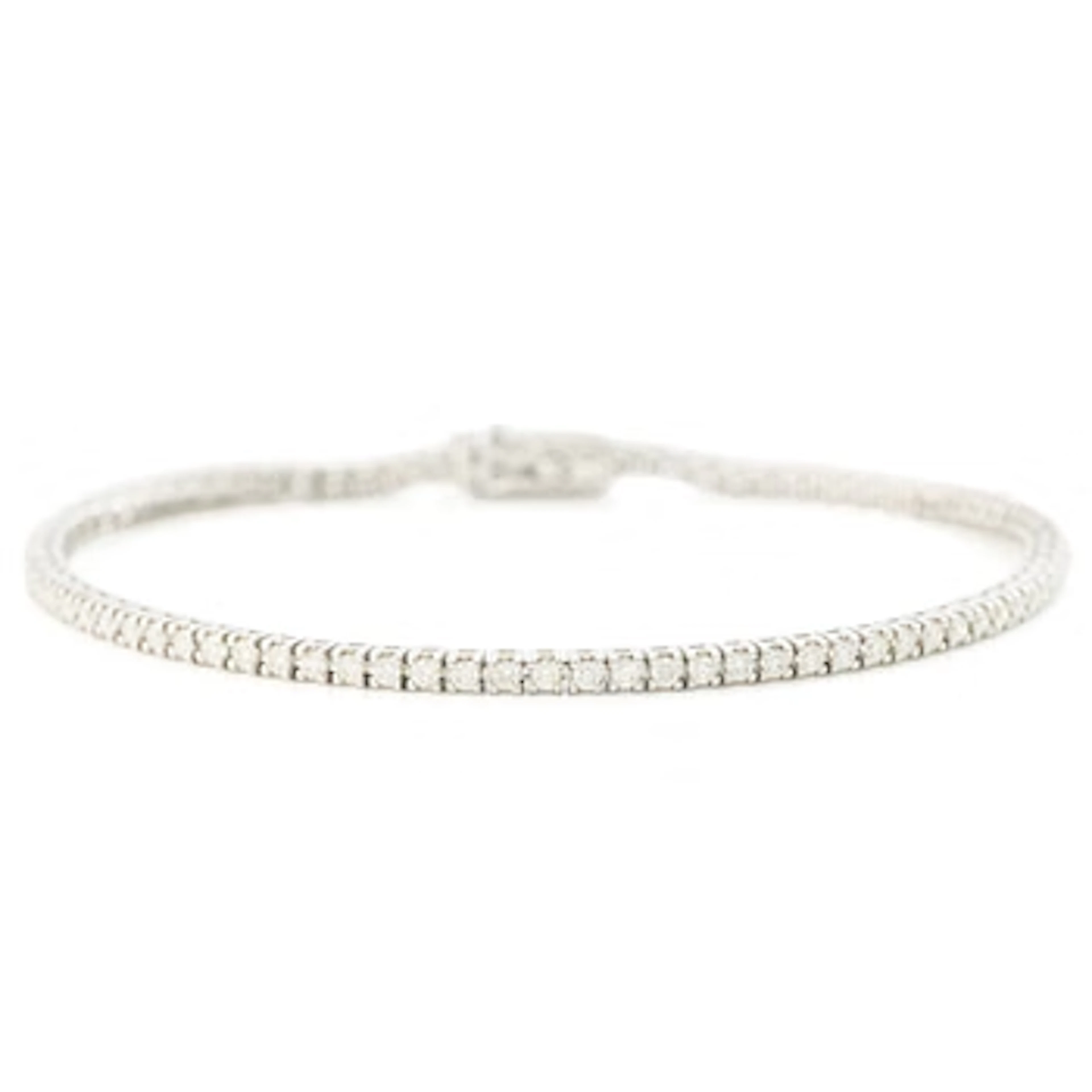 Tennis bracelet, 18K white gold with brilliant-cut diamonds.