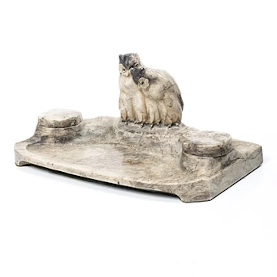 Desk set, stone, Art Nouveau, early 20th century.