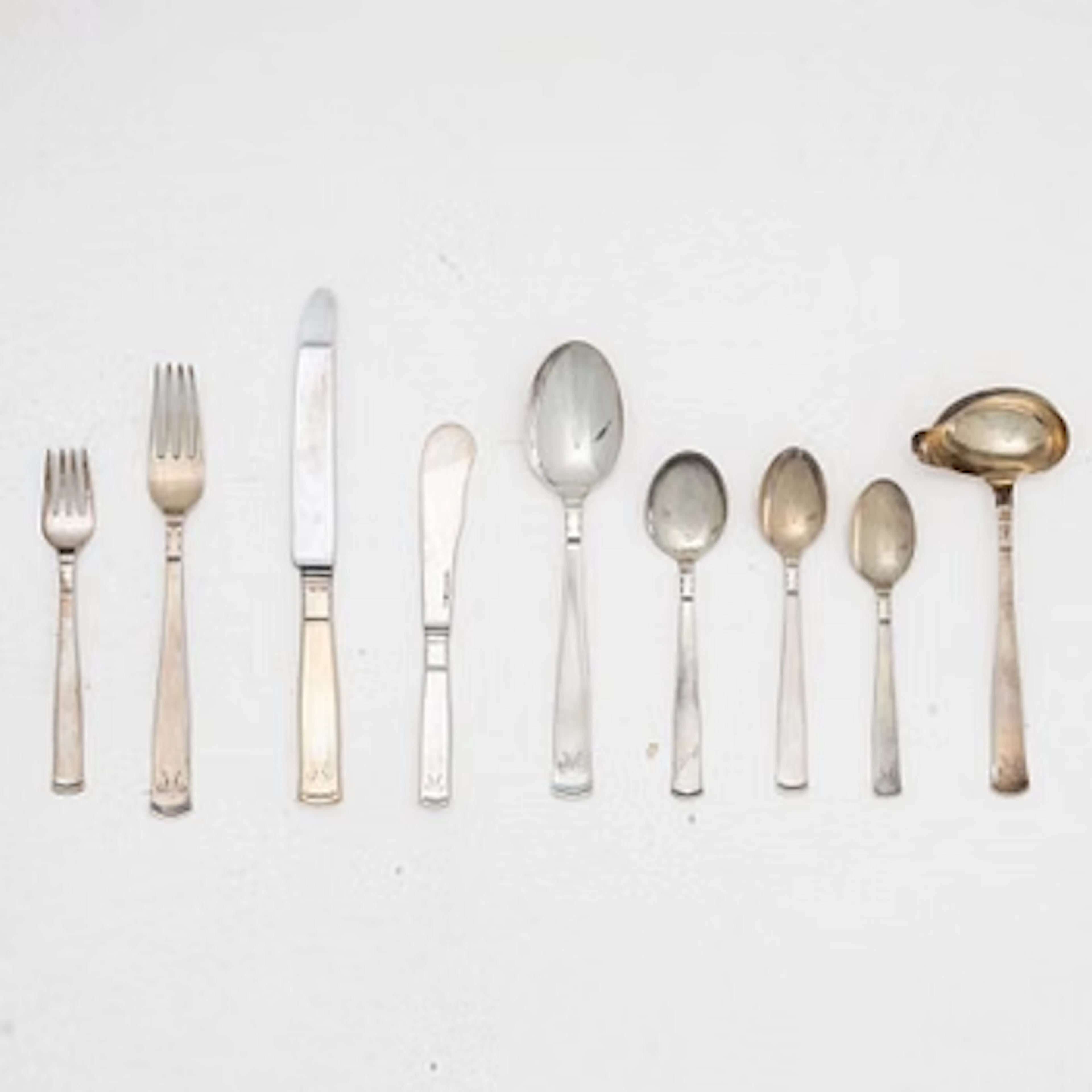 Jacob Ängman, Cutlery set, 53 pieces, silver, “Rosenholm”, GAB, including