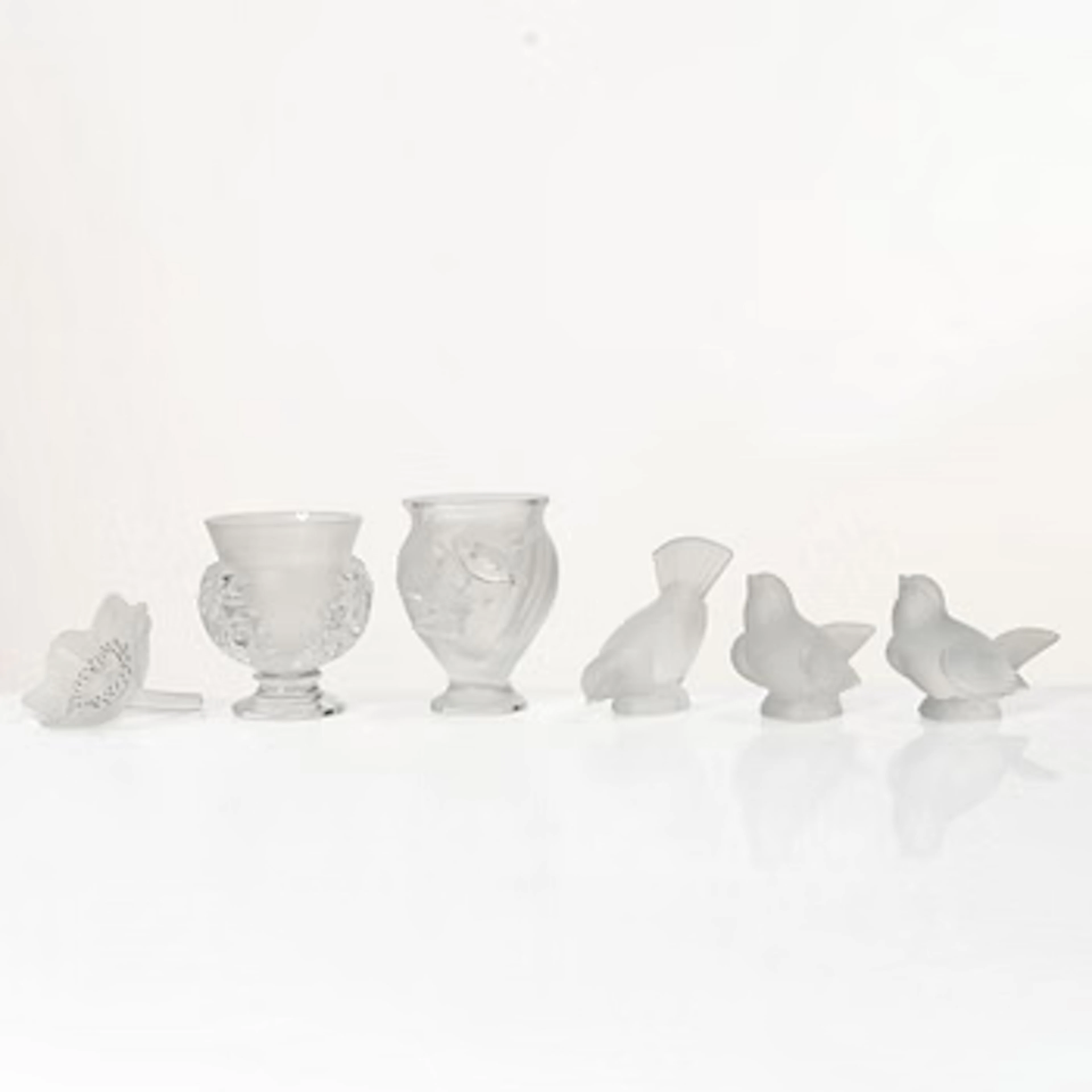 René Lalique, Six glass objects, Lalique, France, second half of the