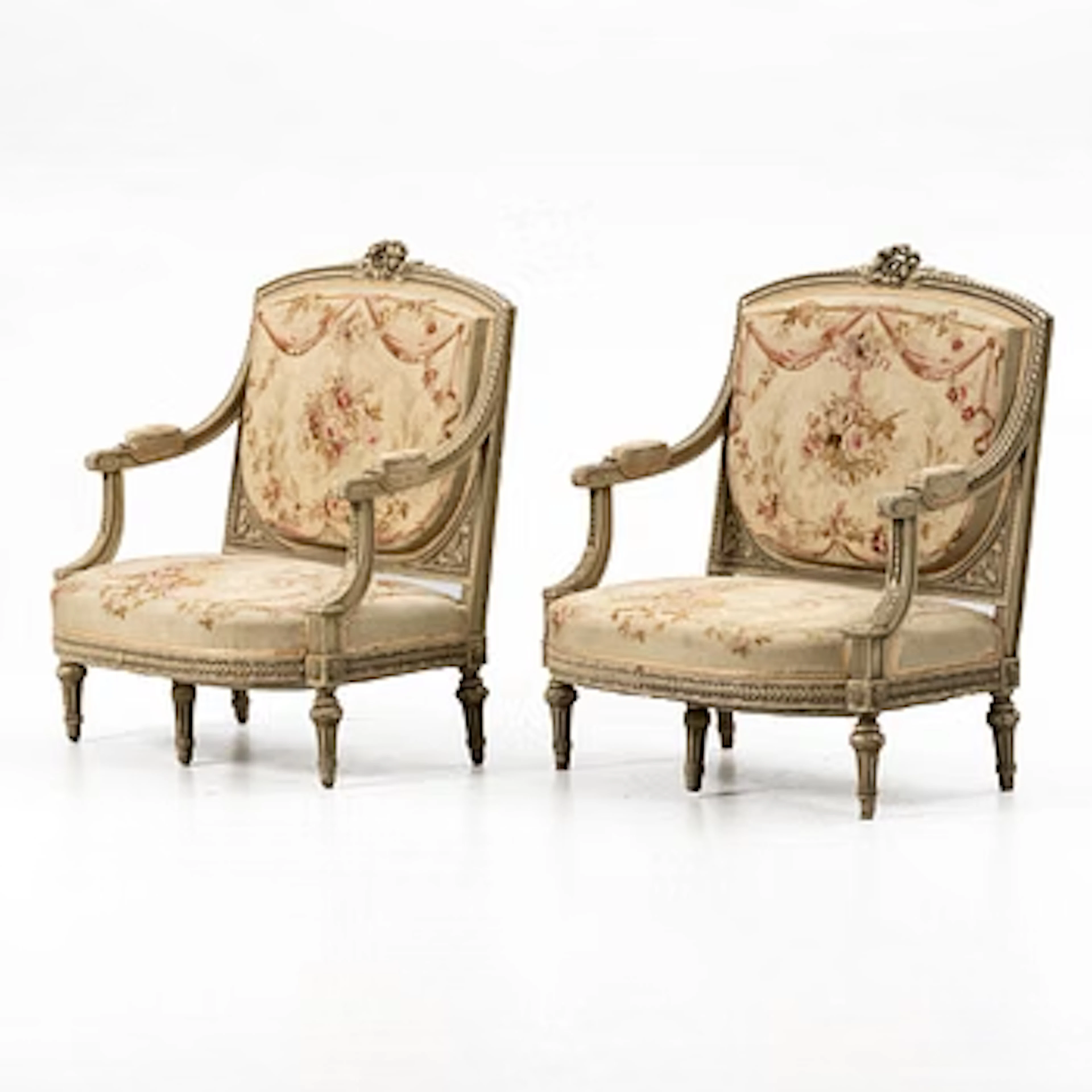 Sofas, a pair, Louis XVI style, first half of the 20th century.