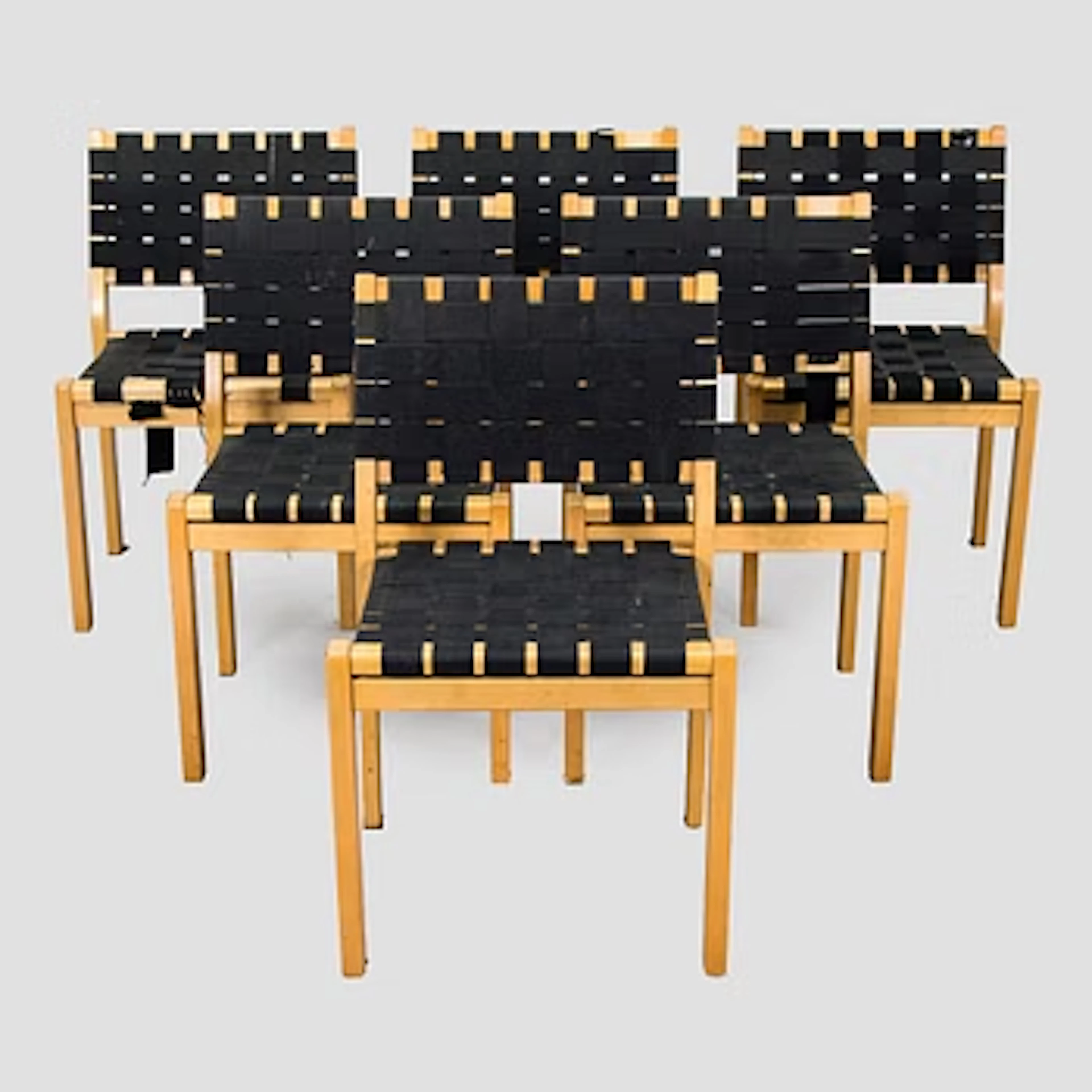 Alvar Aalto, Chairs, 6, model 611, late 20th century.