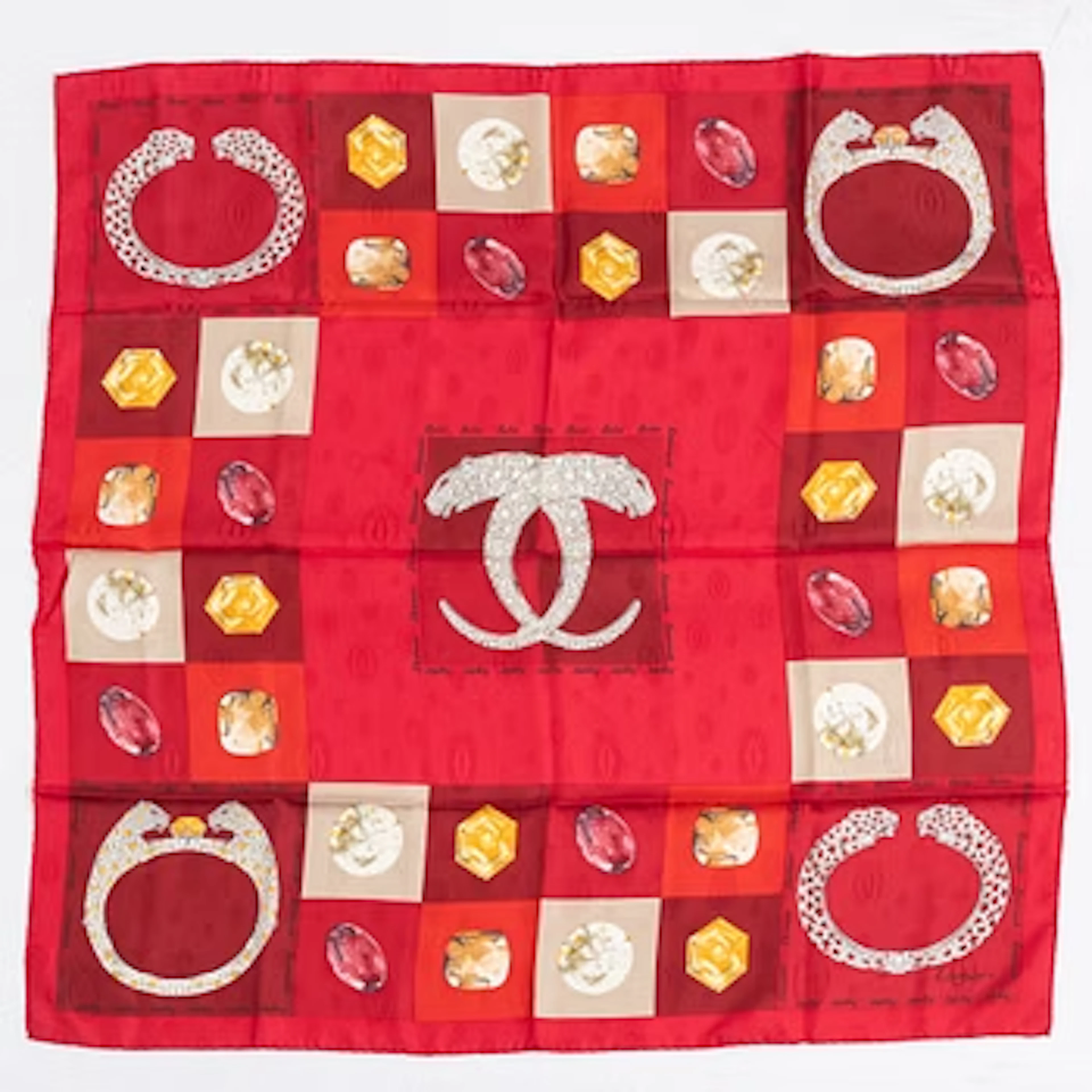 Cartier, a jacquard silk scarf.