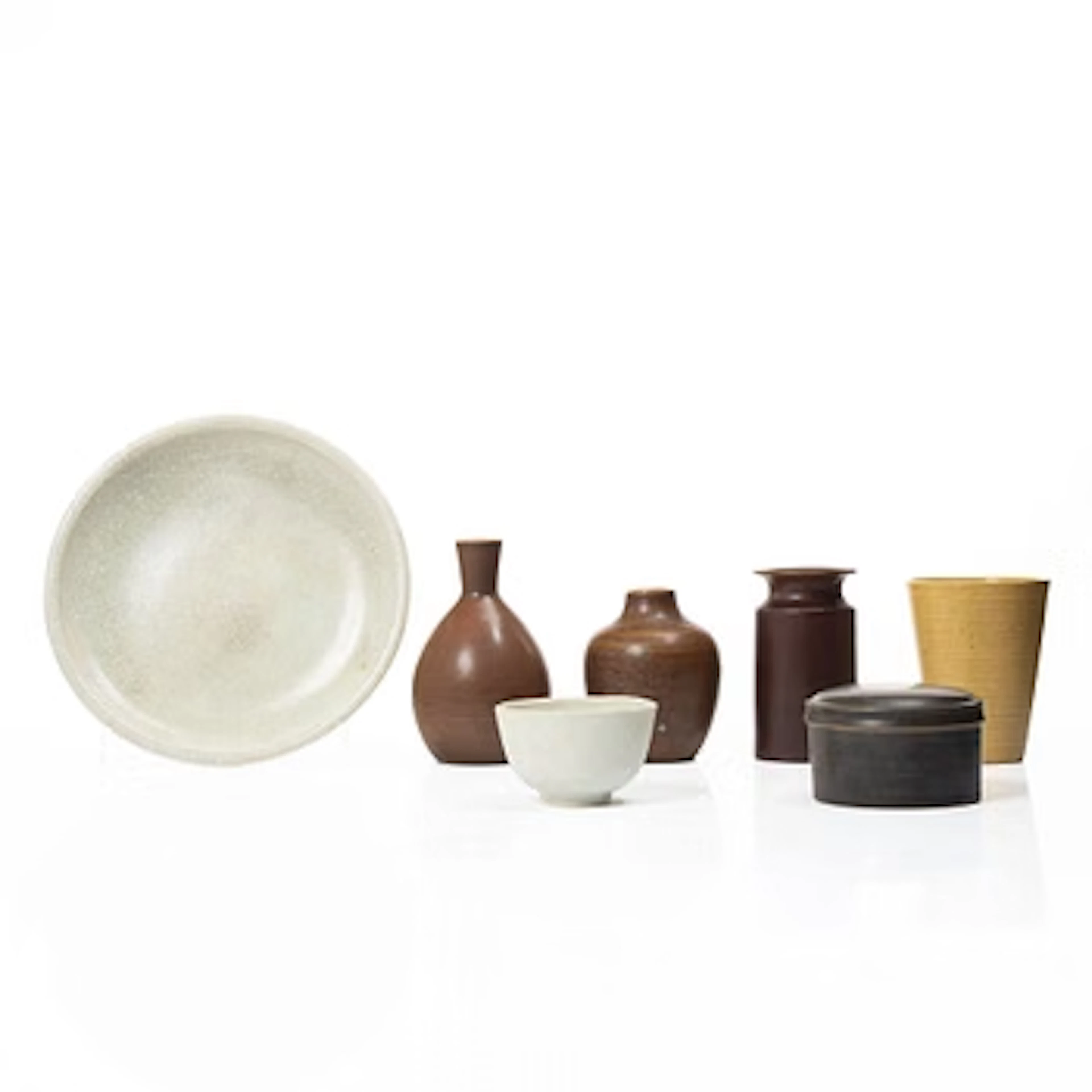 Erich & Ingrid Triller, Lot of ceramics, 7 pieces, stoneware, Tobo.