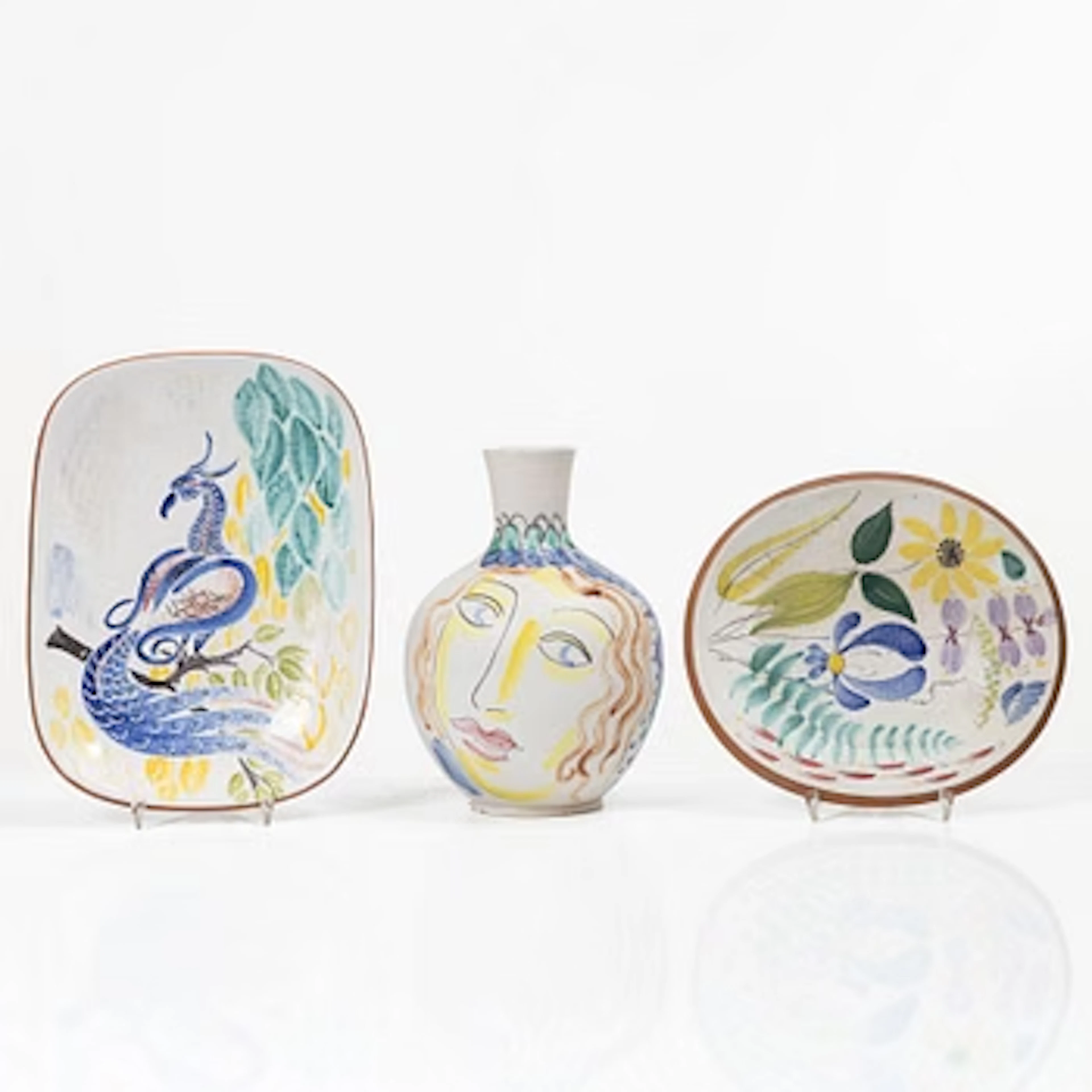 Gustavsberg, a vase, bowl and dish, Gustavsberg Studio.