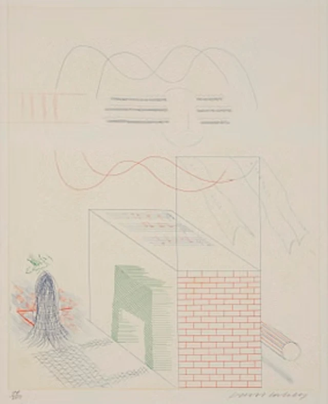 David Hockney, “The Buzzing of the Blue Guitar”, from: The Blue Guitar.