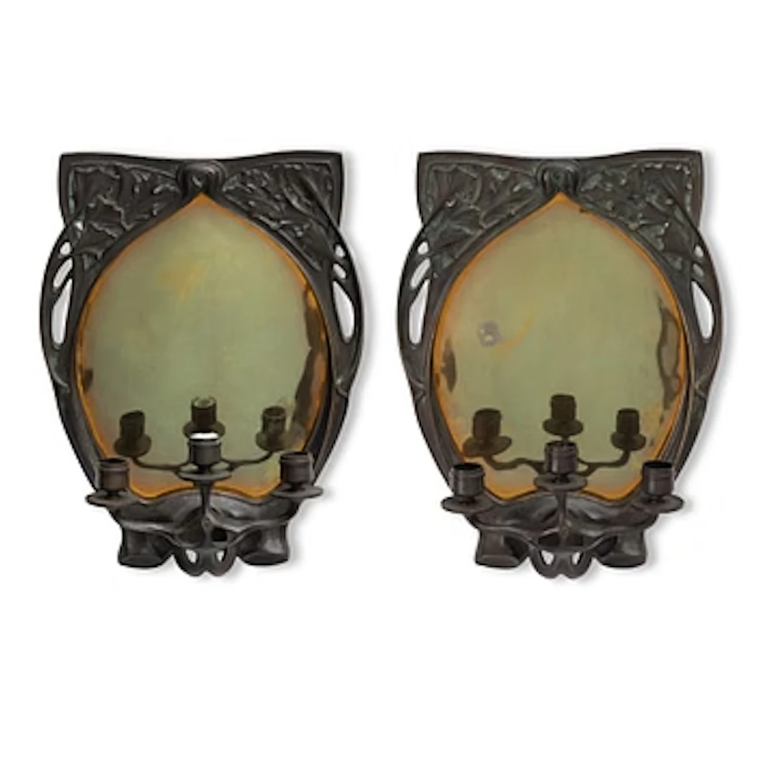 A apir of Art Nouveau wall lights, early 20th Century.