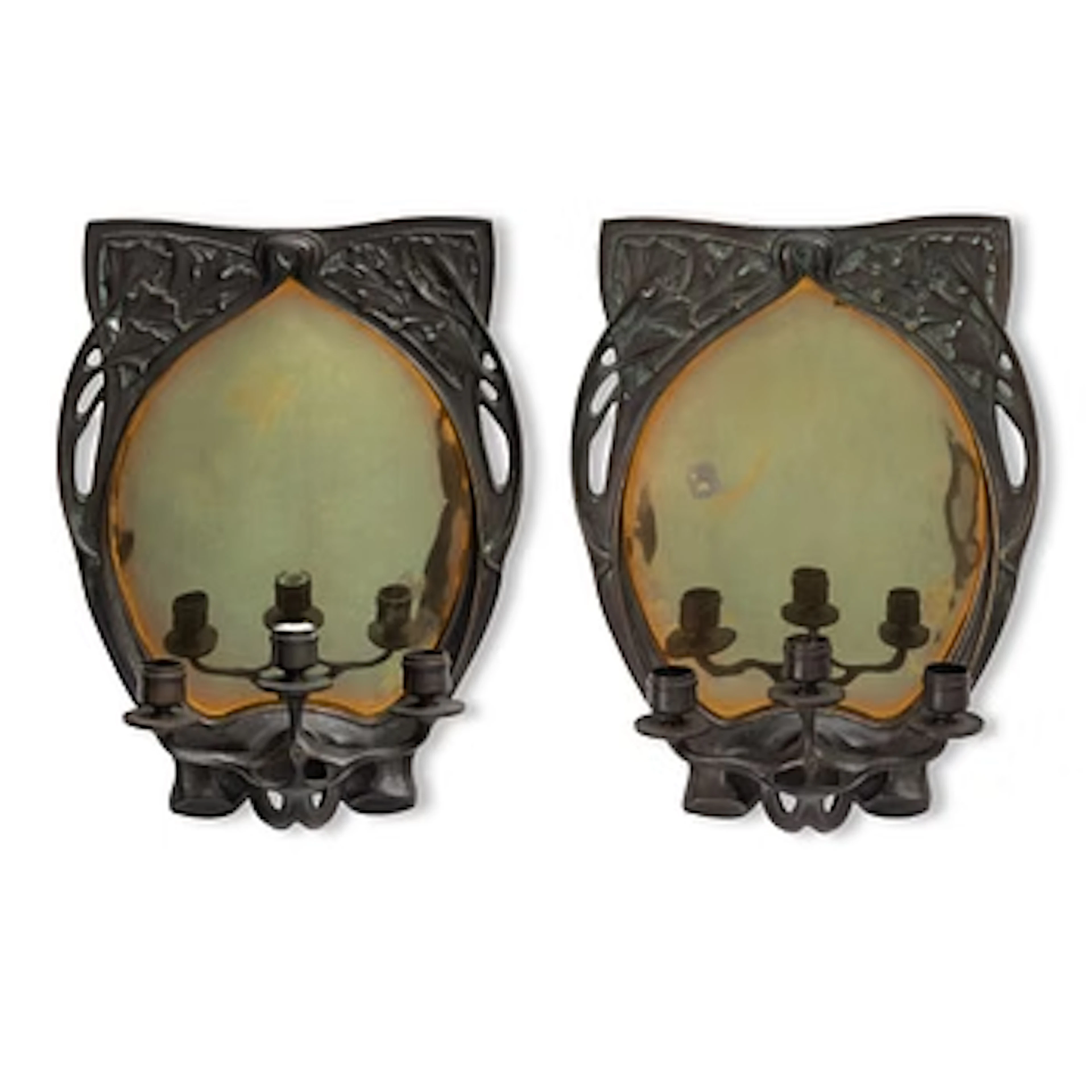 A apir of Art Nouveau wall lights, early 20th Century.