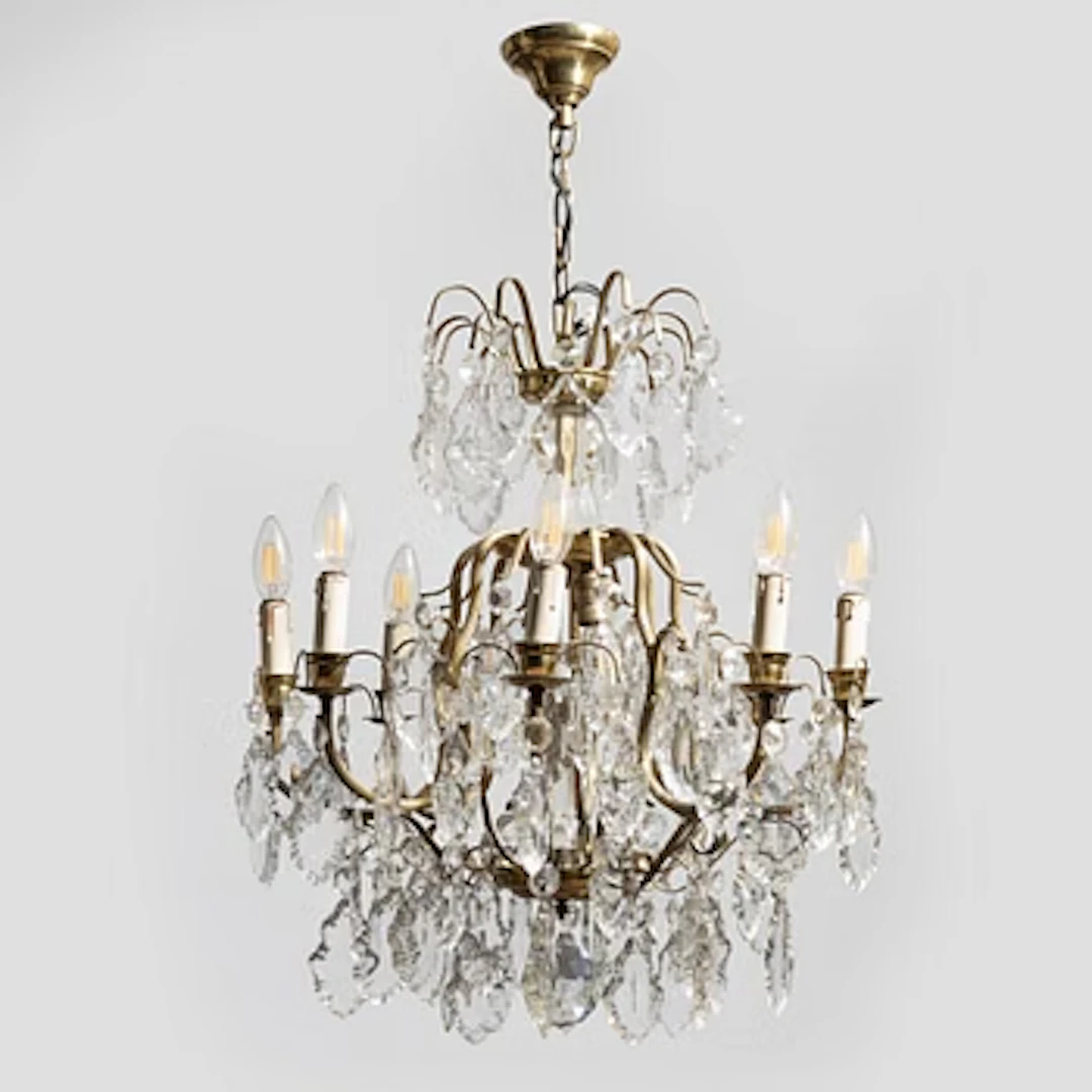 A chandelier, Rococo style, mid-20th century.