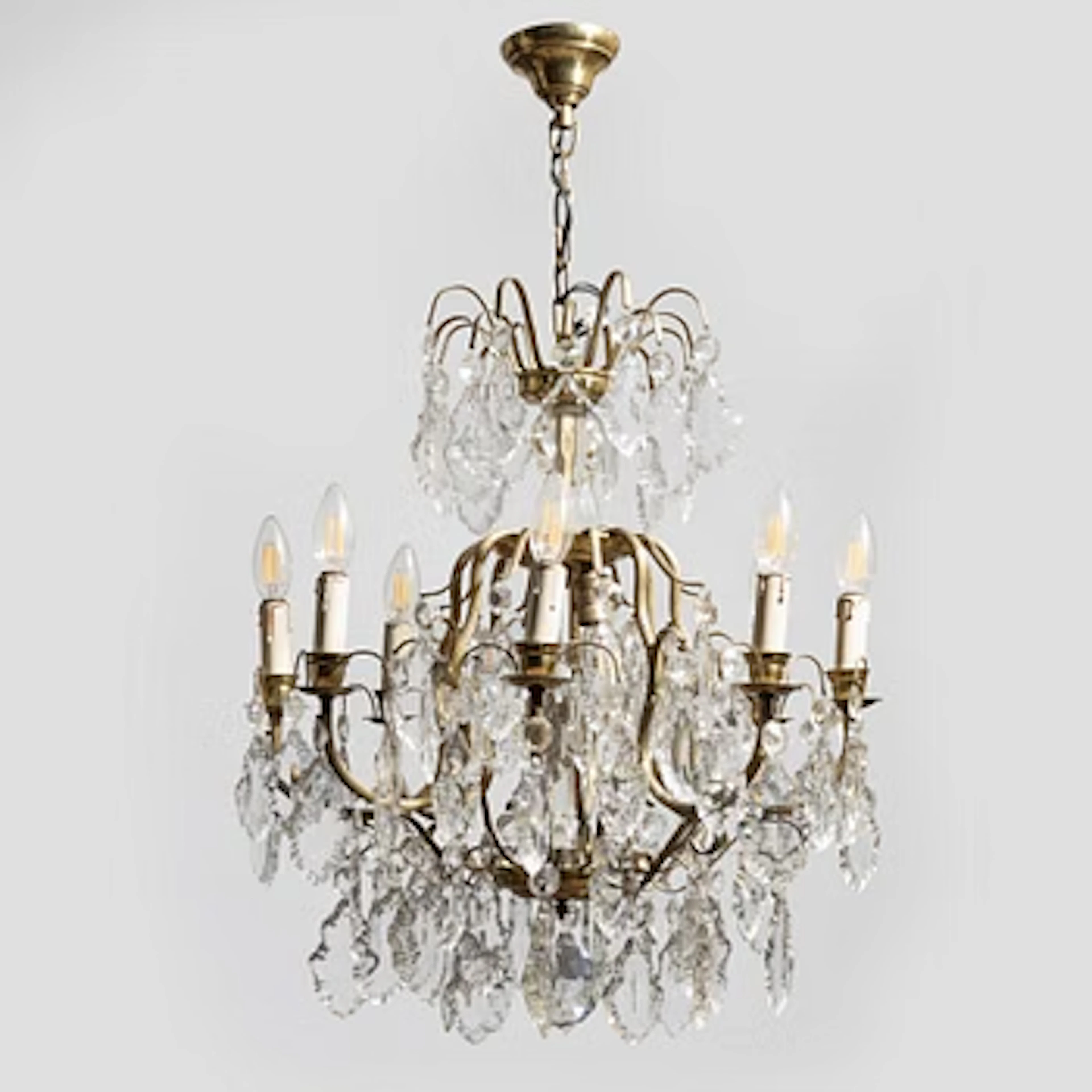 A chandelier, Rococo style, mid-20th century.