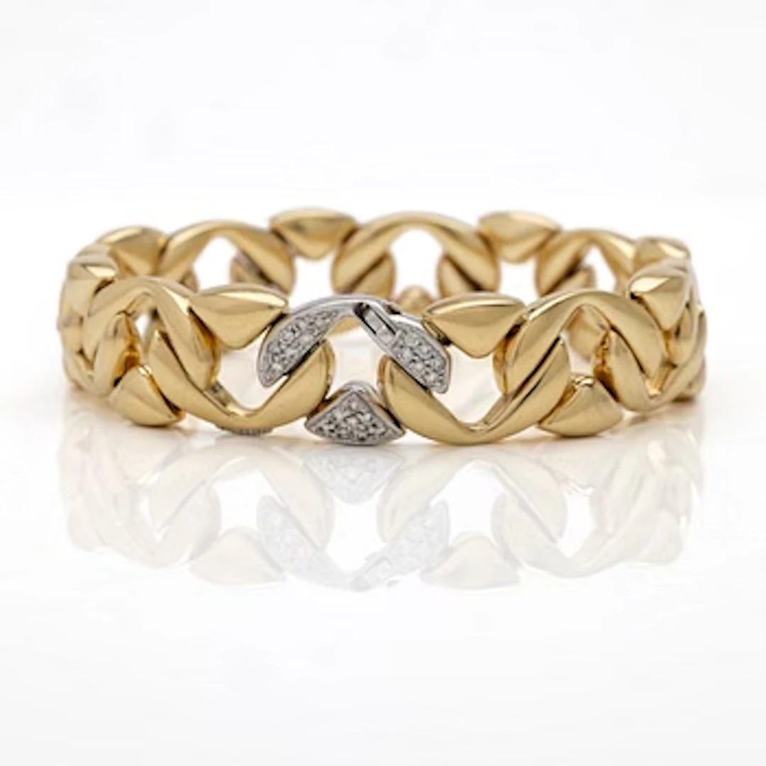18K gold bracelet with brilliant-cut diamonds, Chiampesan, Italy.