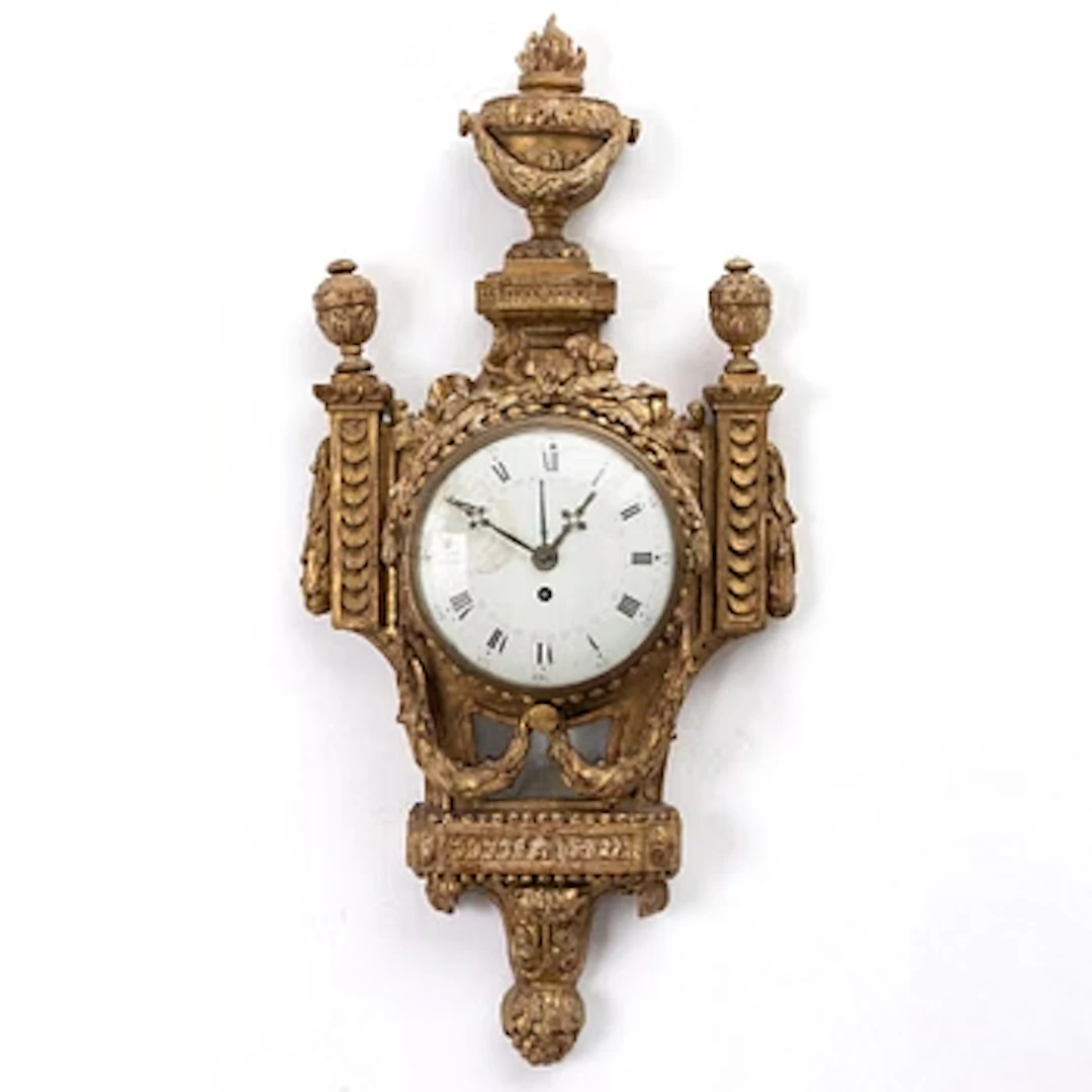An Austrian Louis XVI giltwood cartel clock by J. Bentele (watchmaker
